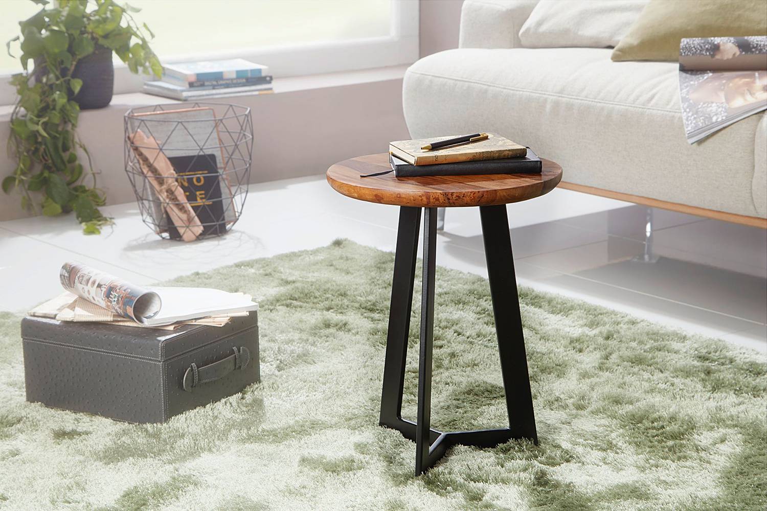 Quinton Side Table Rosewood Iron