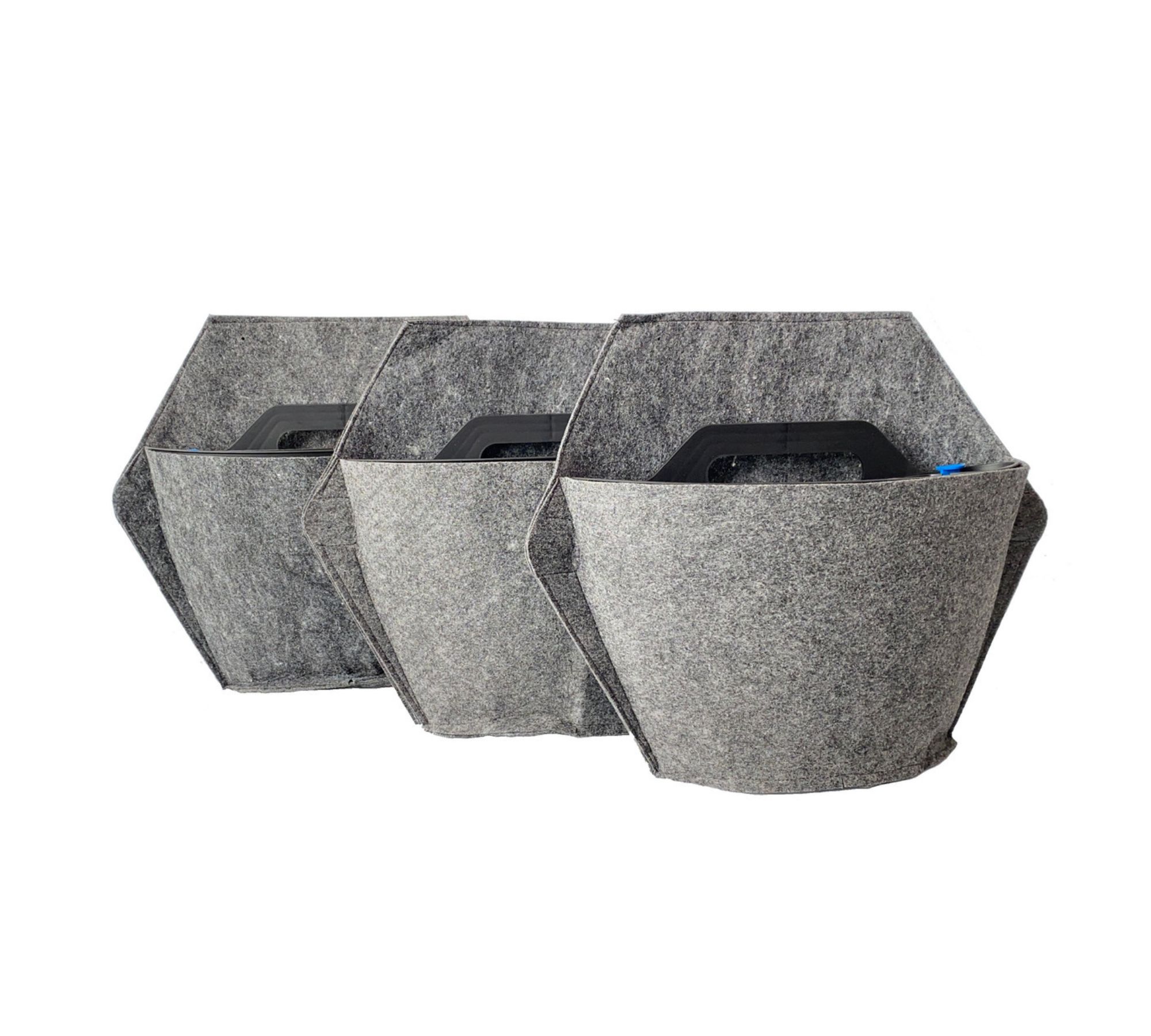 3x Wall planter Black with textile cover