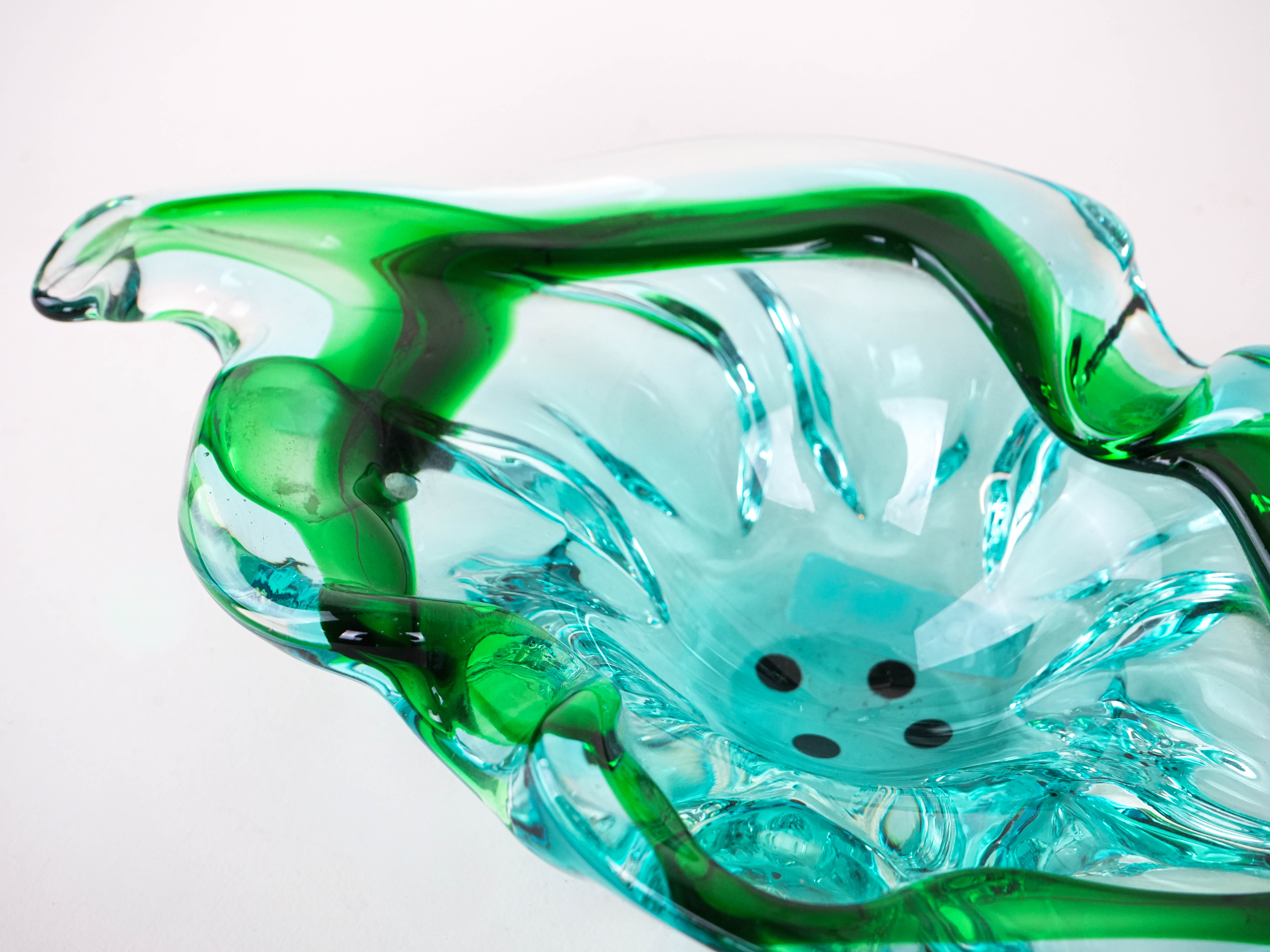 Plate Murano Glass Green 1960s