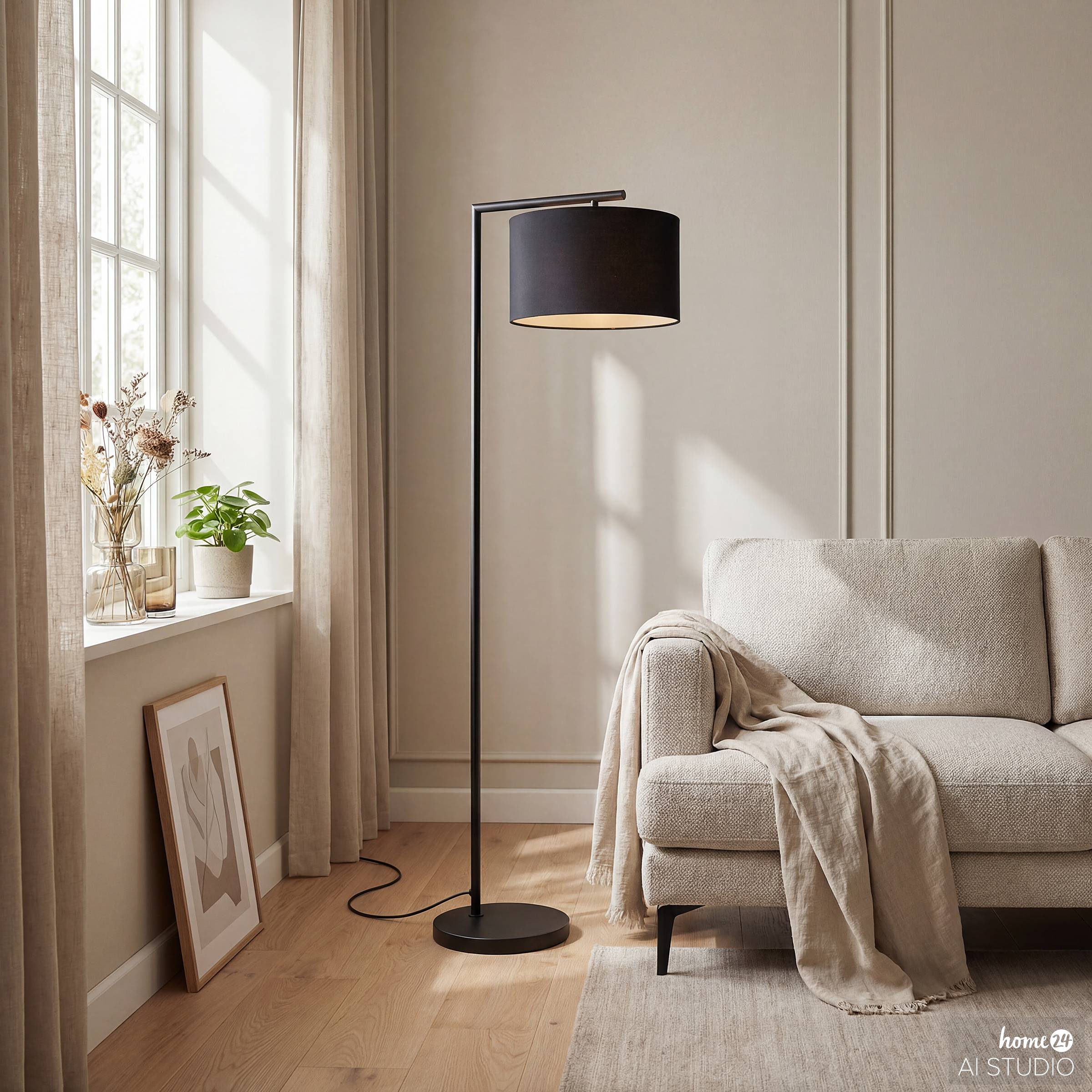 Gino Stehleuchte 1-flammig Eisen Schwarz