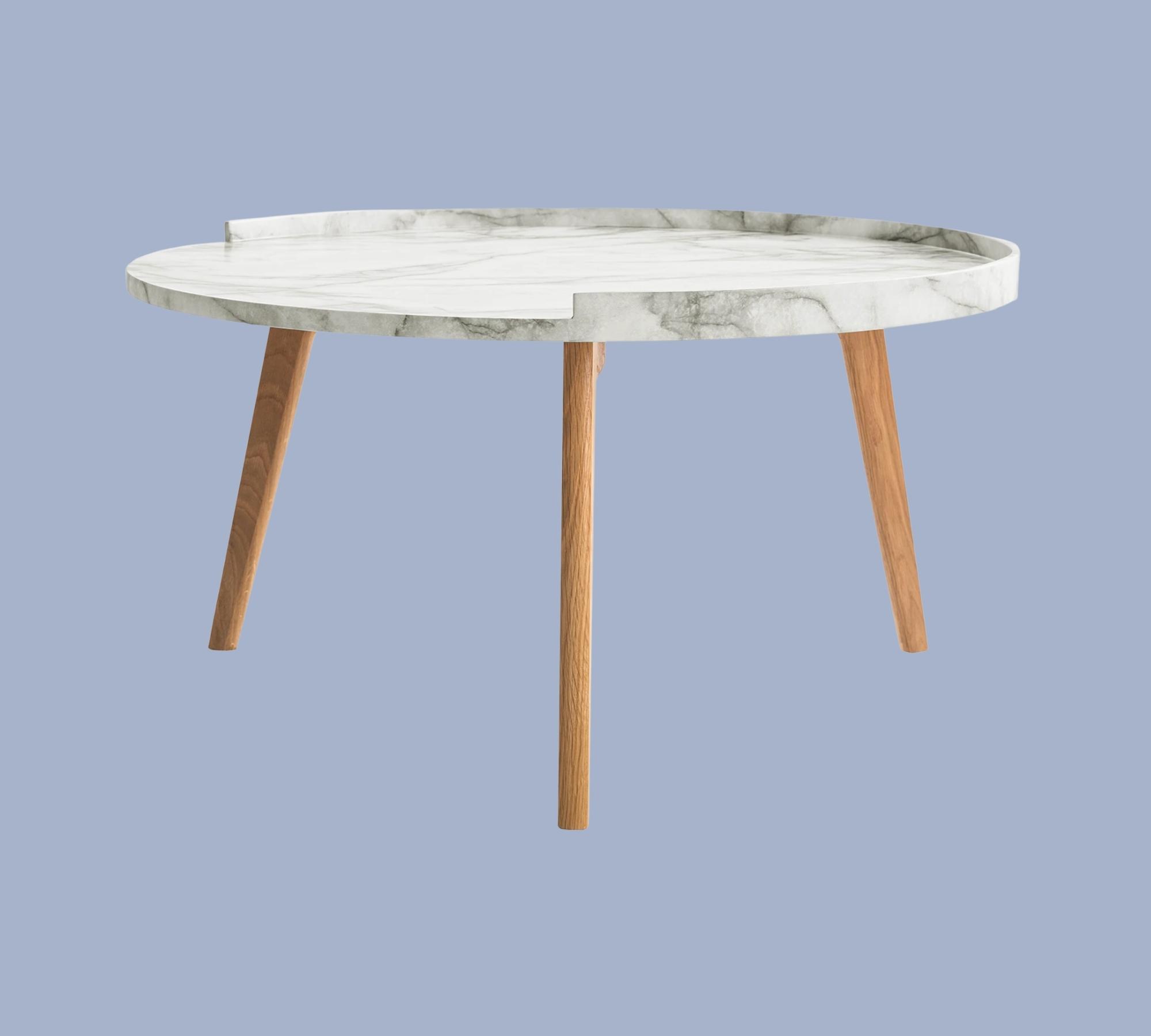 Runder Couchtisch Marmoroptik Weiß