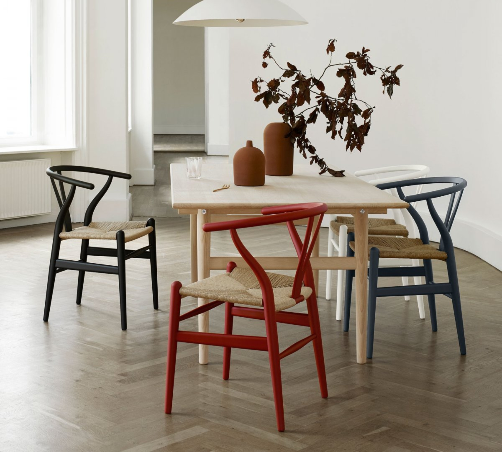 CH24 Soft Wishbone Dining Chair Beech Wood Slate Grey