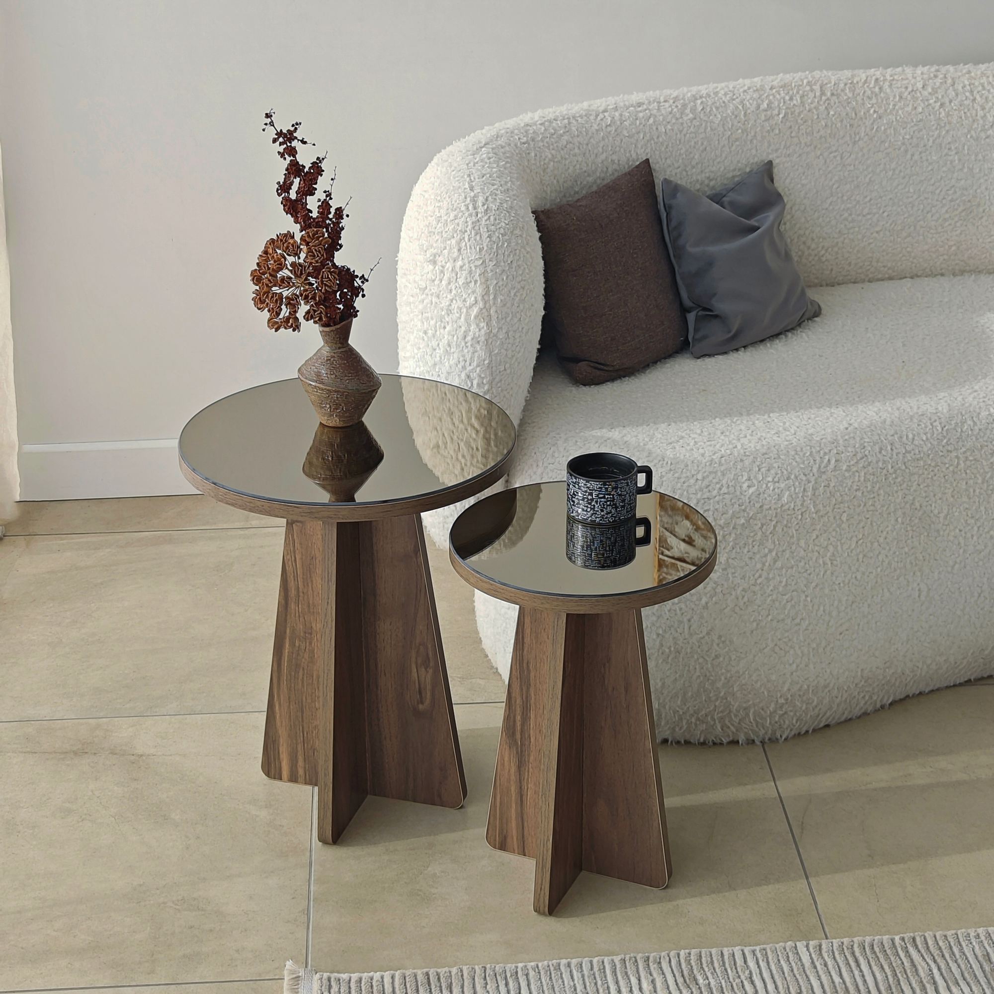 Luna 2 Side table Set of 2 Walnut