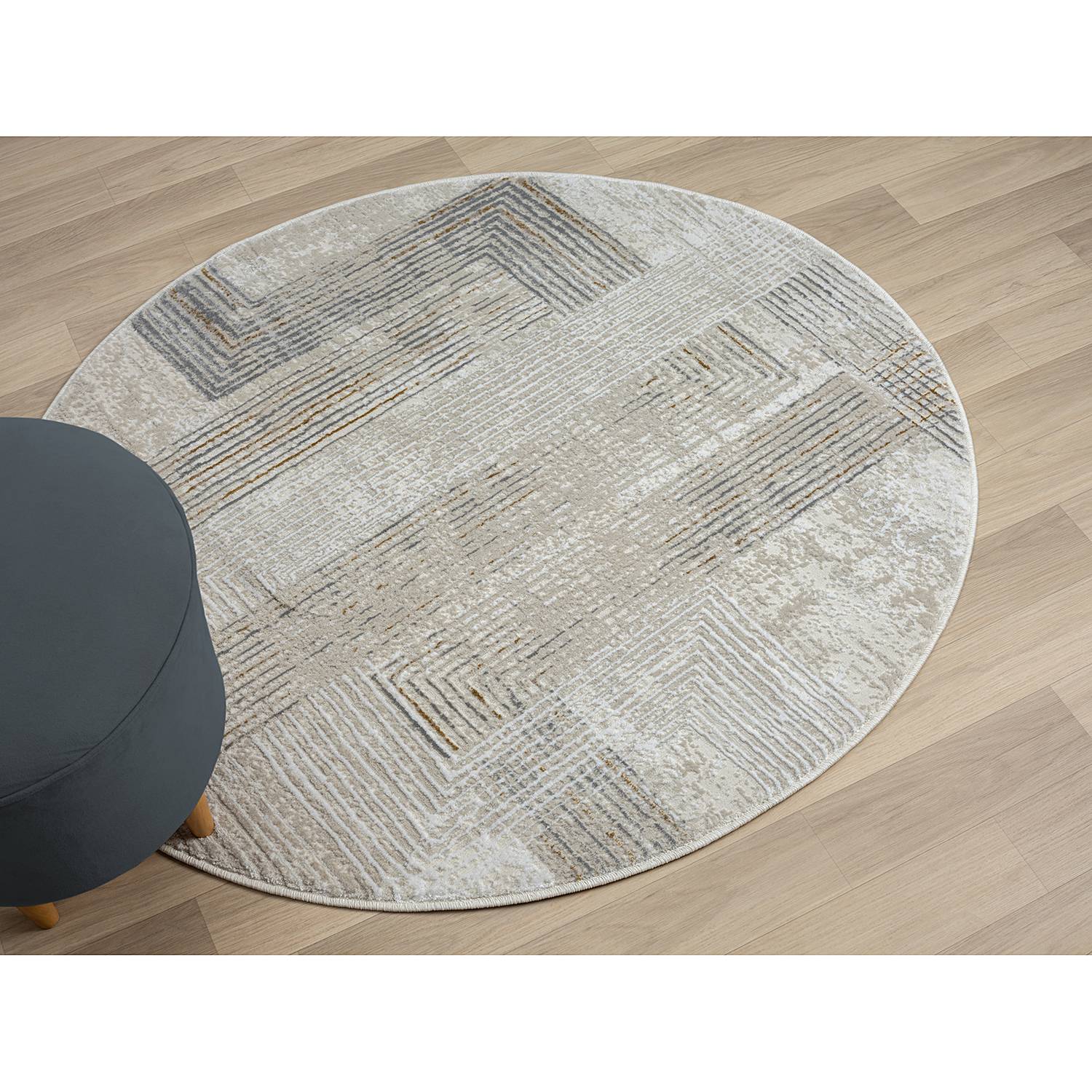 My Way Kurzflorteppich Baumwolle Beige Ø 120cm