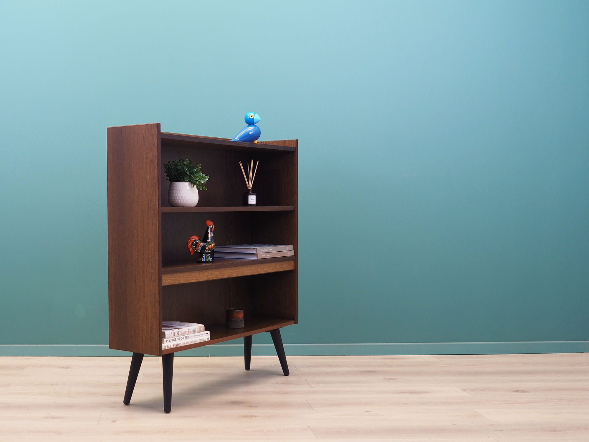 Vintage Bookshelf Oak Wood Brown 1970s