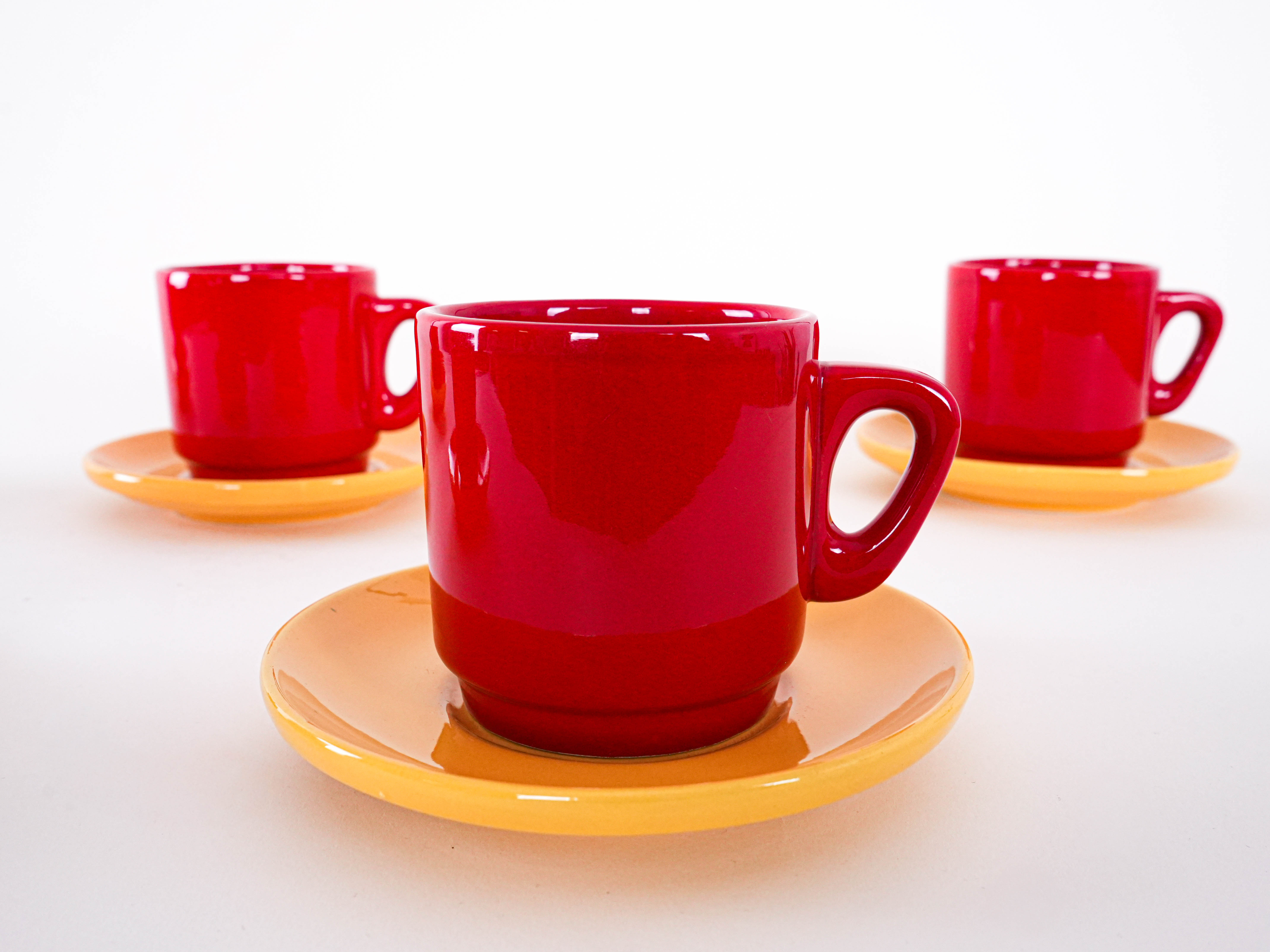 Ceramic Mug Set Red 1980s