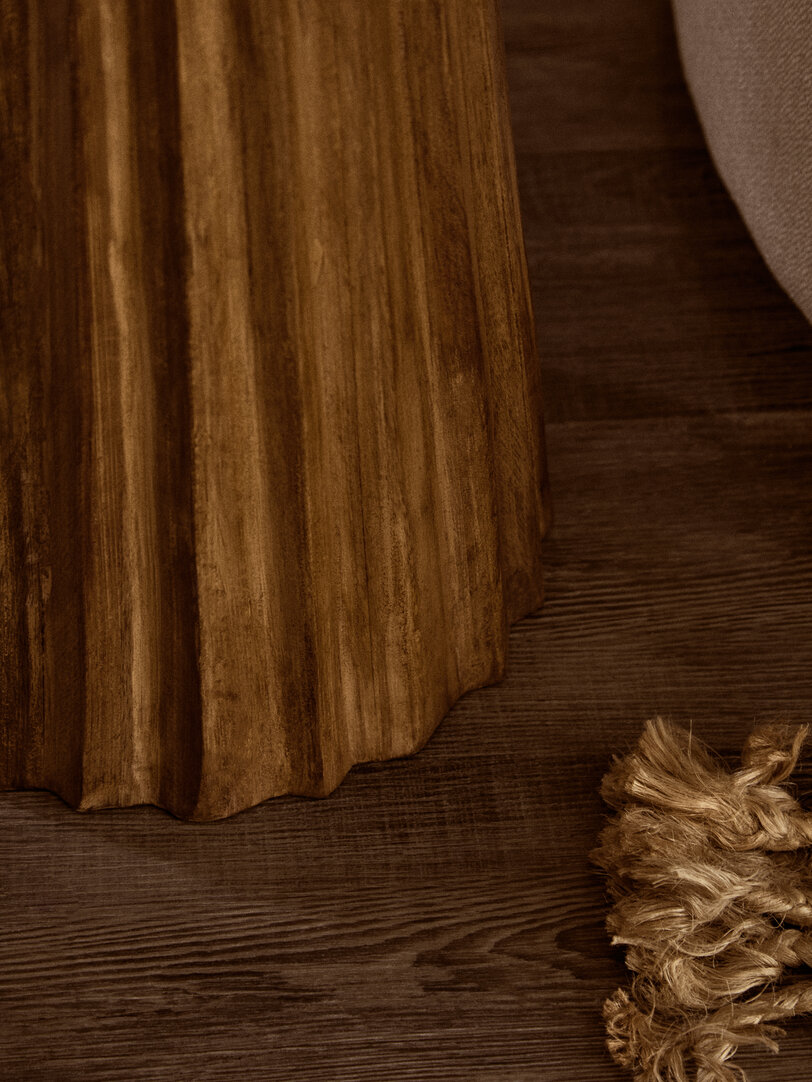 Walsa Carved Ridge Side Table Mango Wood Natural