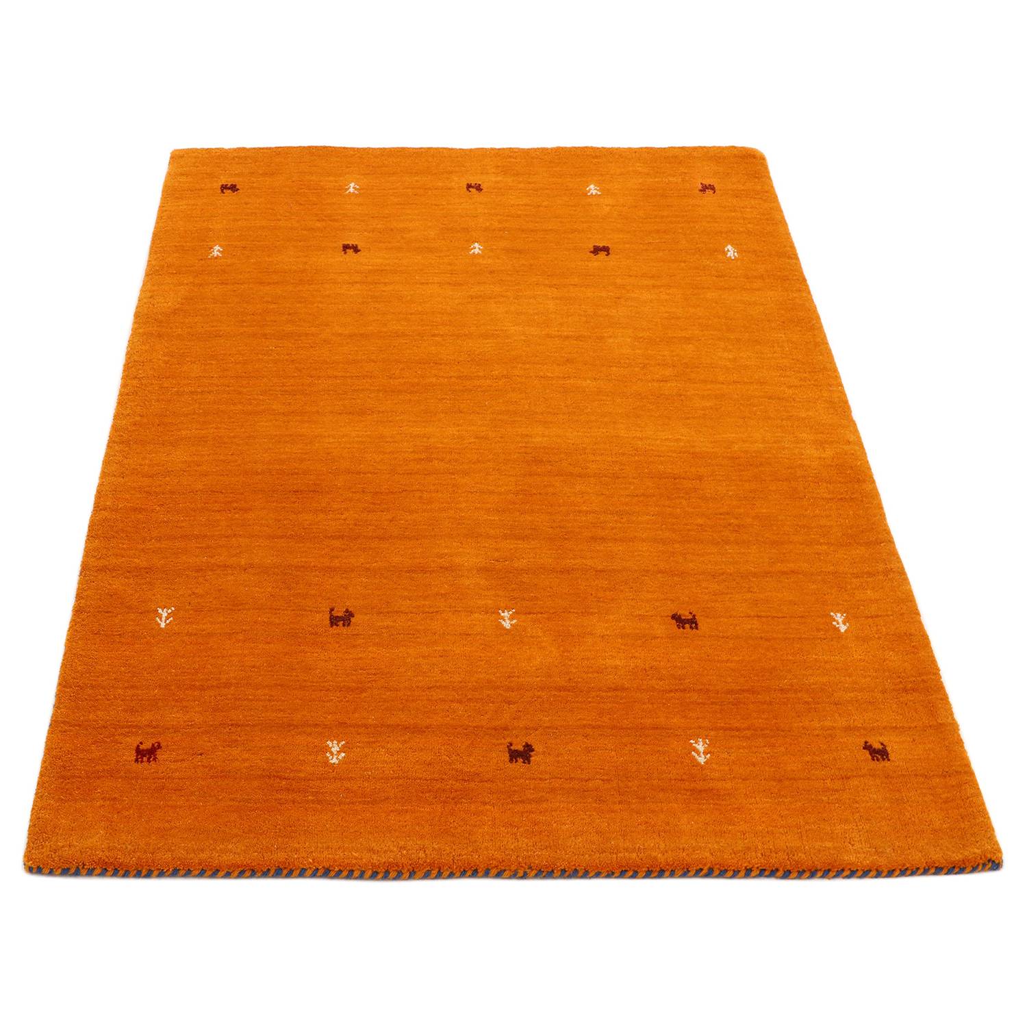 Wollteppich Gabbeh Uni Wolle Orange 120 x 170 cm