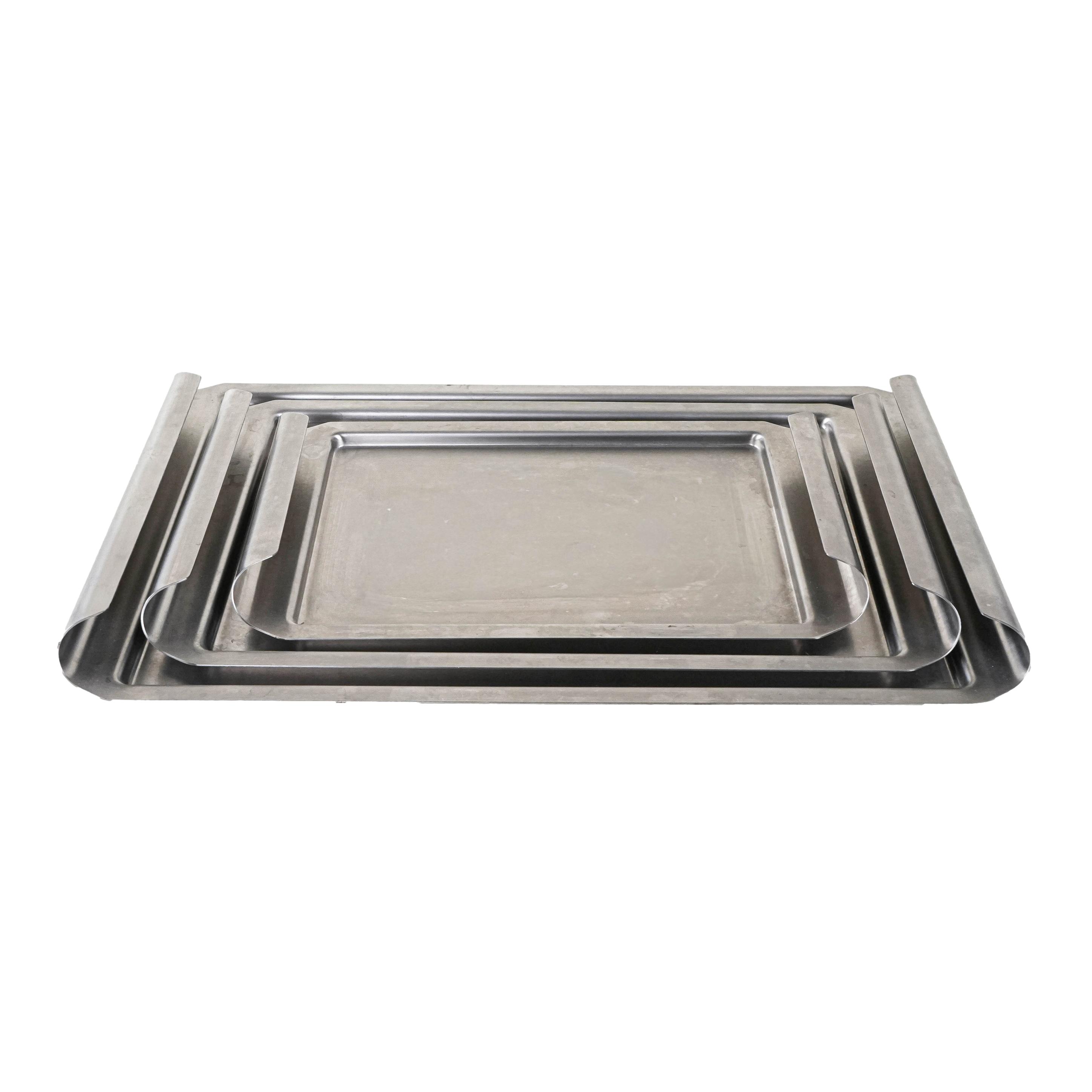 Set of 2 Stainless Steel Trays 1970s