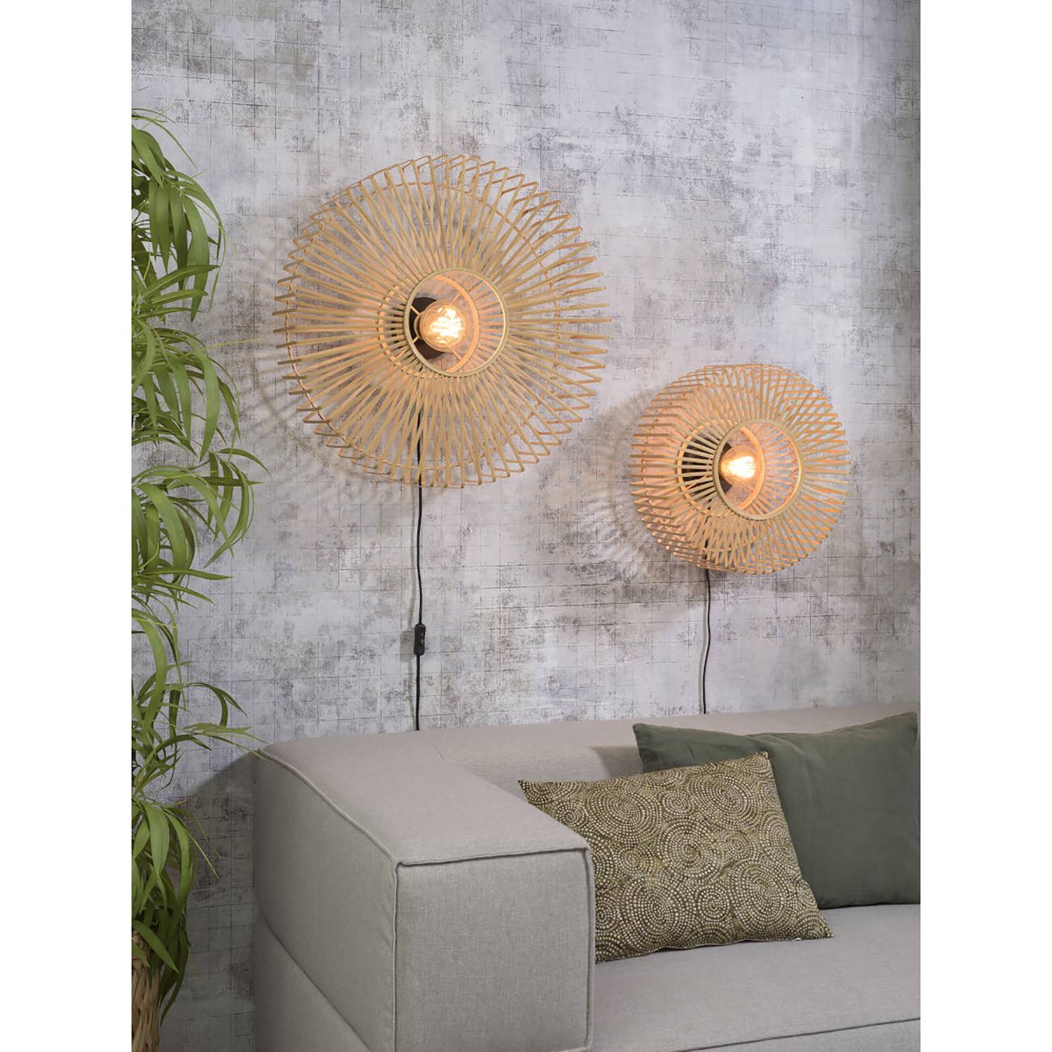 Wall lamp Bromo II Bamboo Solid Iron