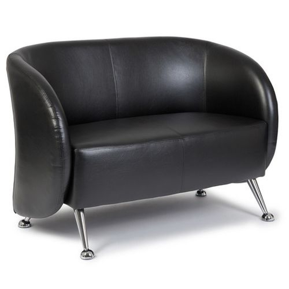 ST. LUCIA  2-seater sofa Faux leather Black