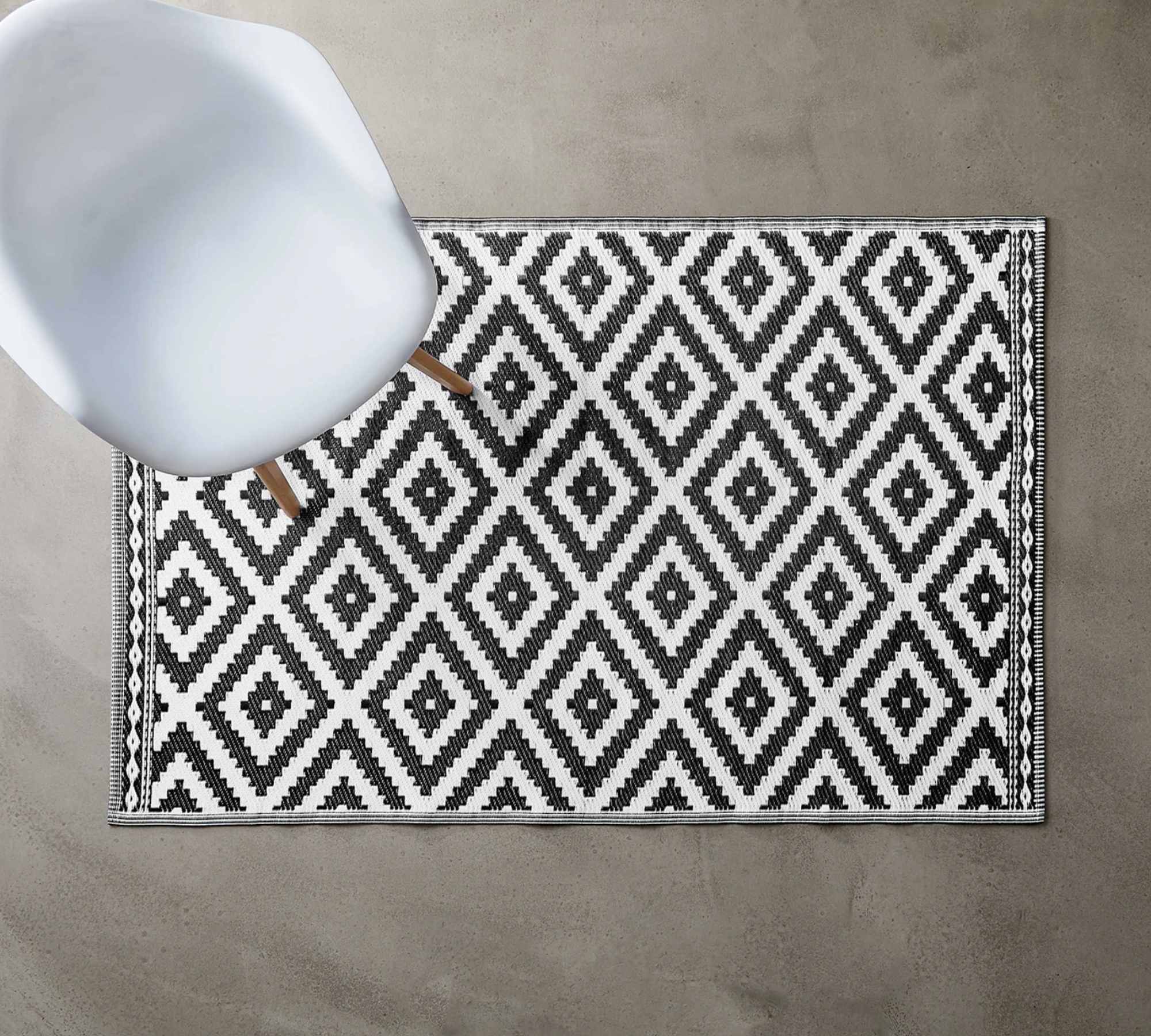 Outdoor rug Recycled material Black