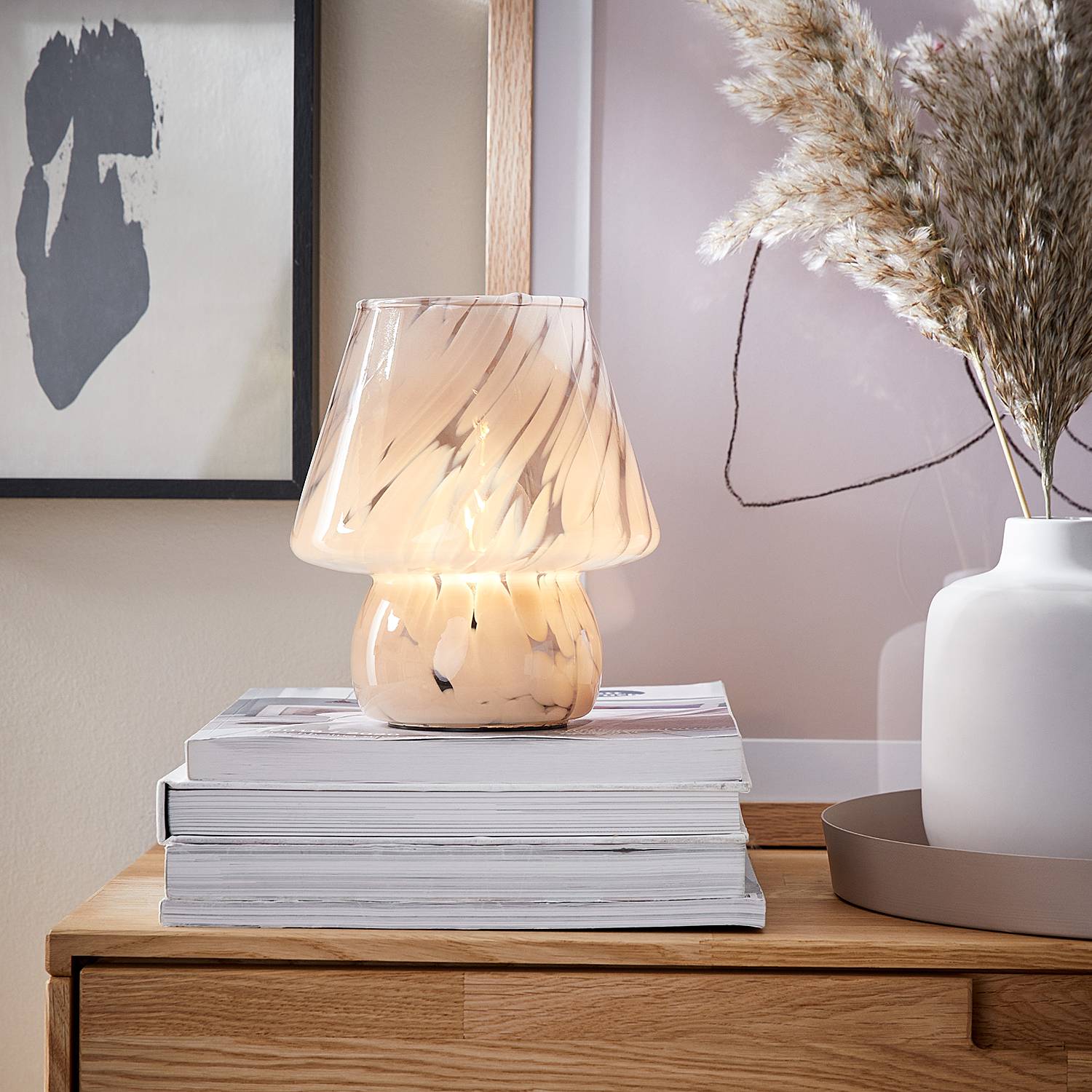 LED-Leuchte Farbglas Beige