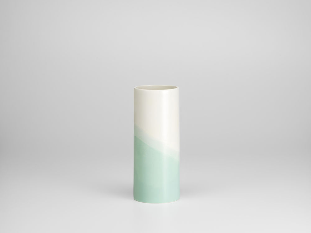 Herringbone Vase Glatt Blau