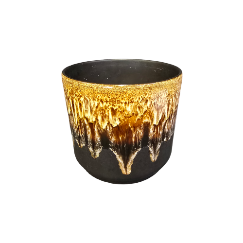 Blumentopf Keramik Braun Gelb
