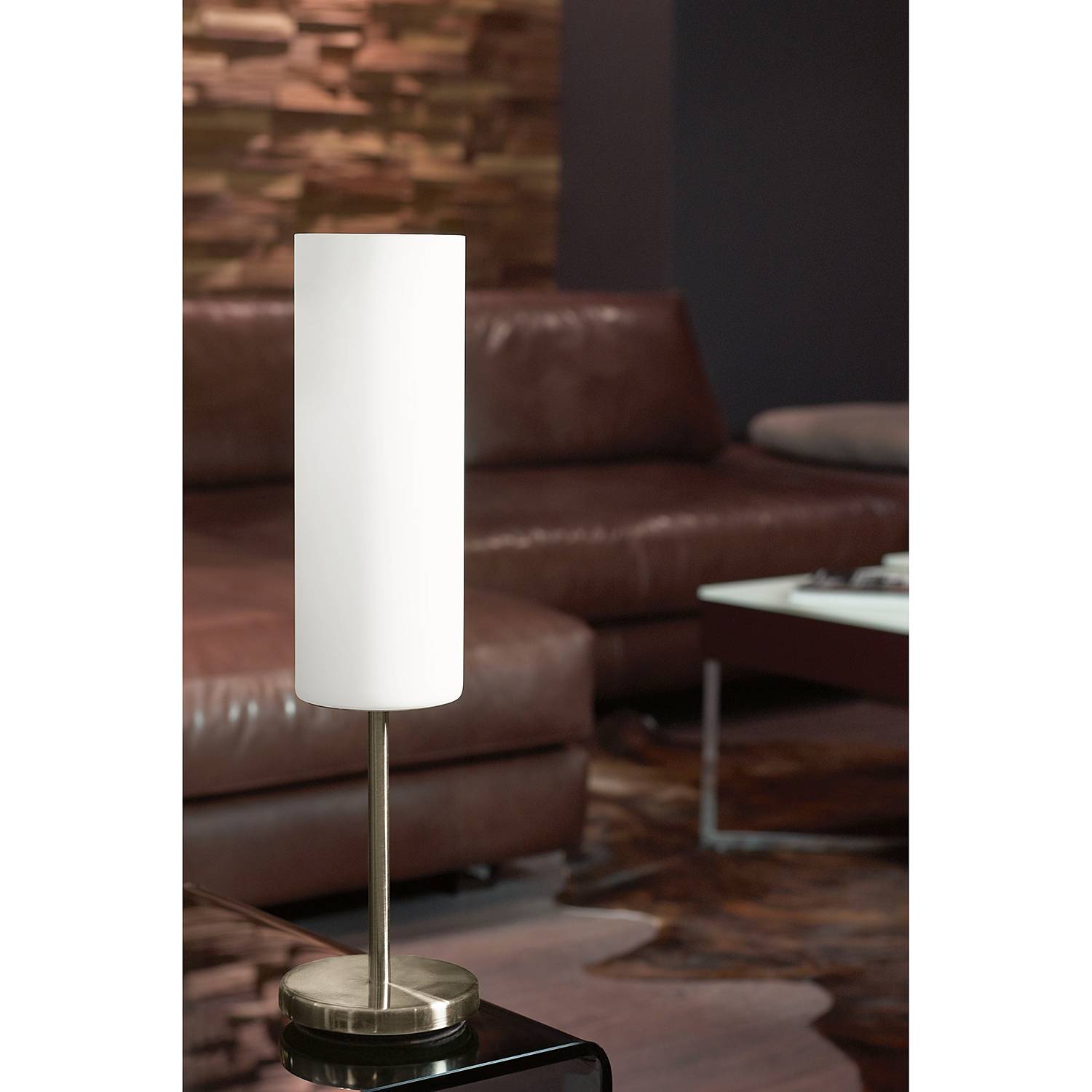 Troy Elegance Tischleuchte Glas Stahl 1-flammig