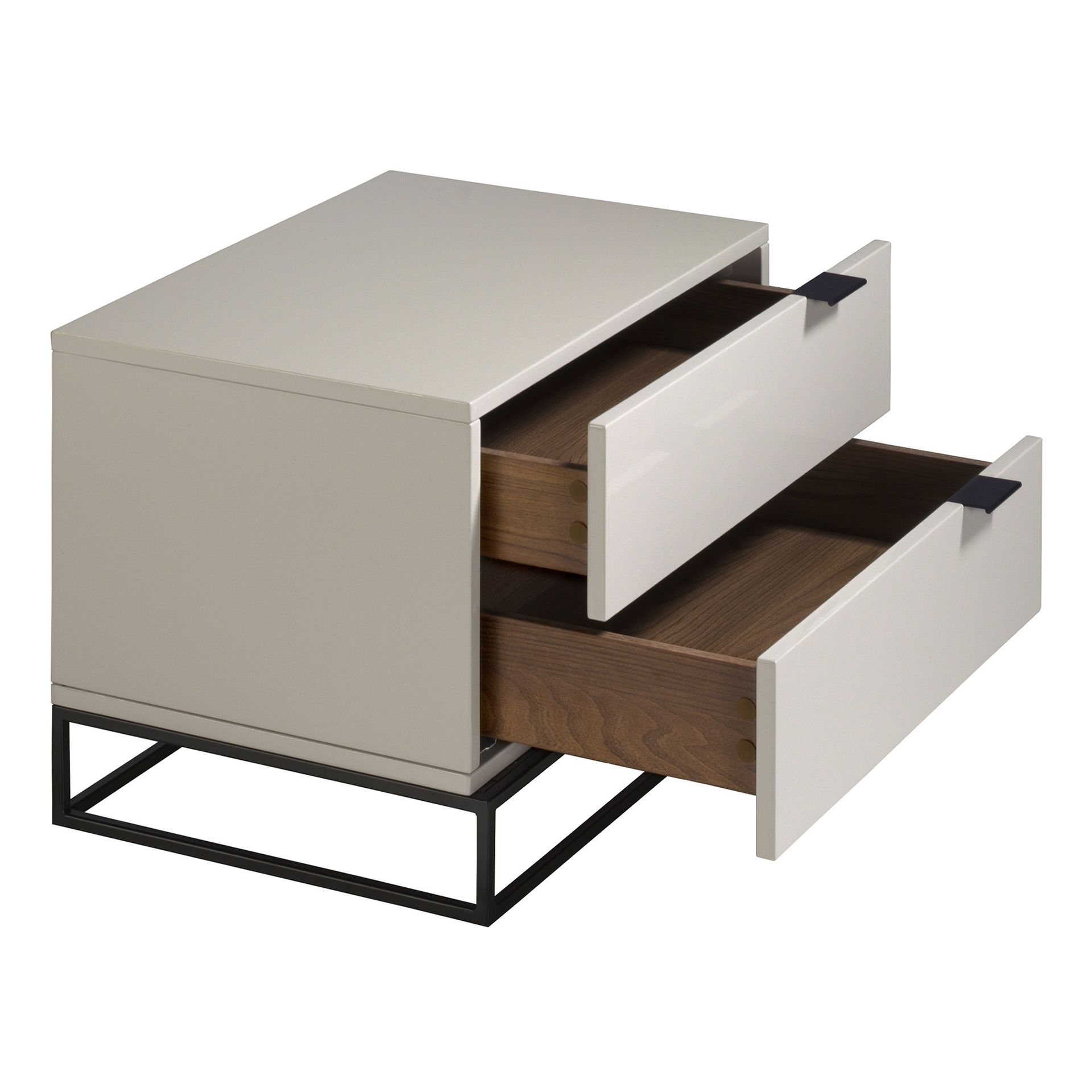 ANGEL CERDÁ Bedside table in grey wood and black steel