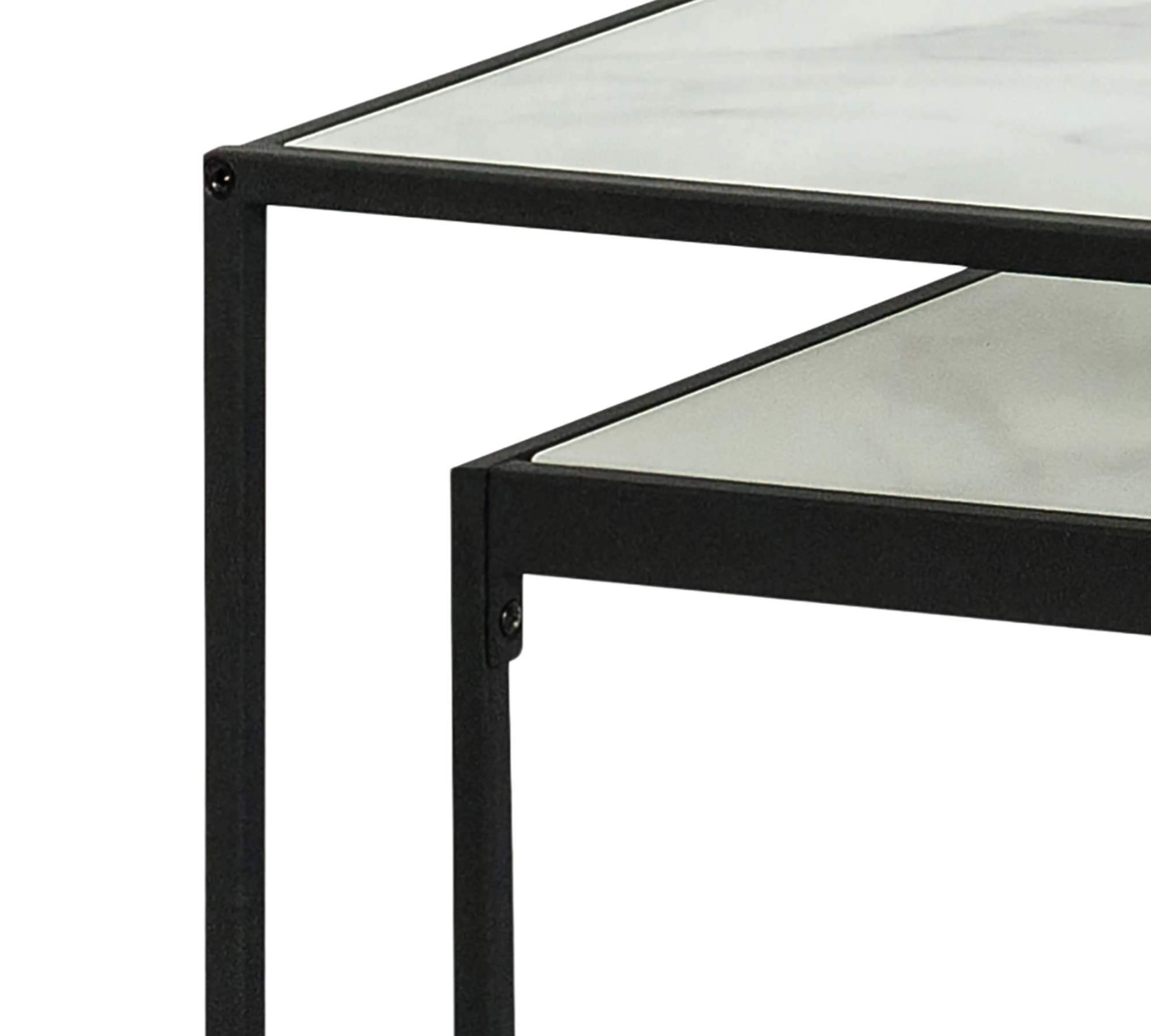 2x Couchtisch Glas Metall Weiß Schwarz