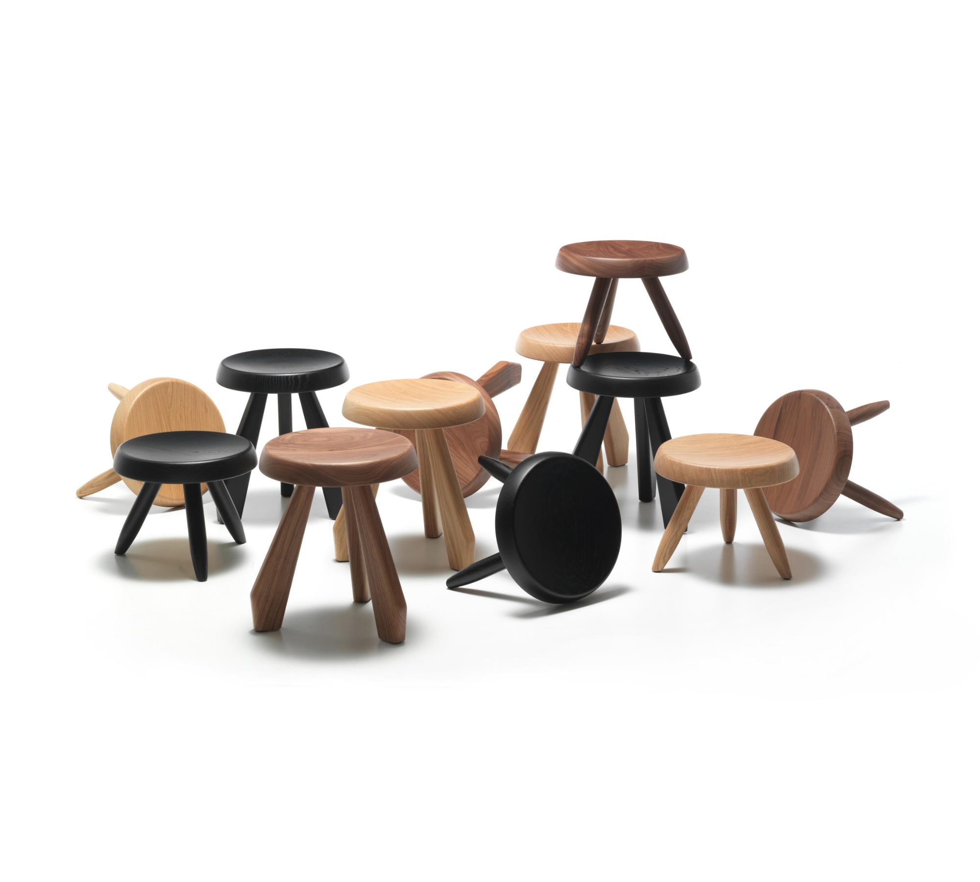 Tabouret Méribel Hocker Massivholz Braun Ø 33cm