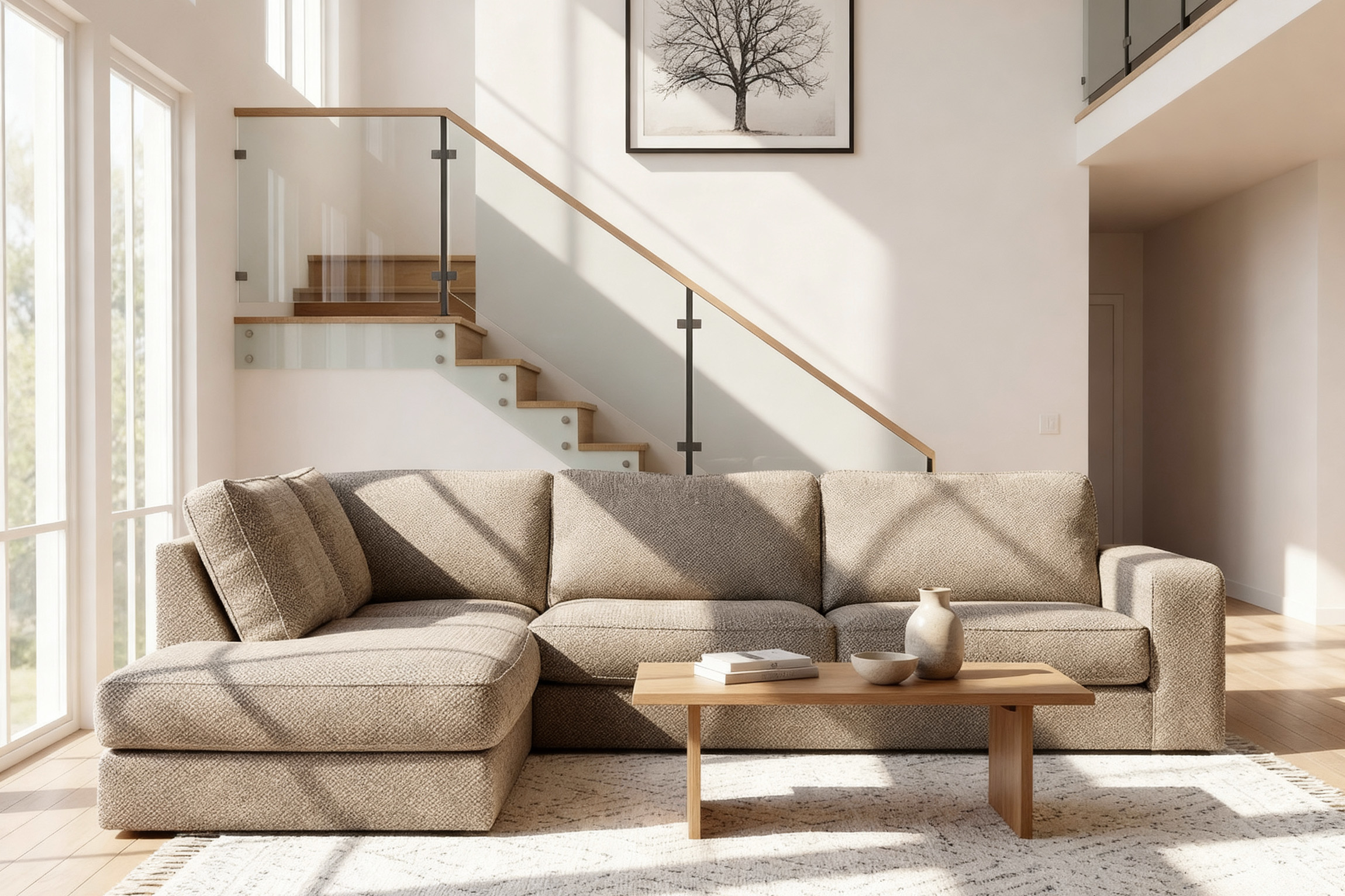 Ecksofa Easton Links 3-Sitzer Beige
