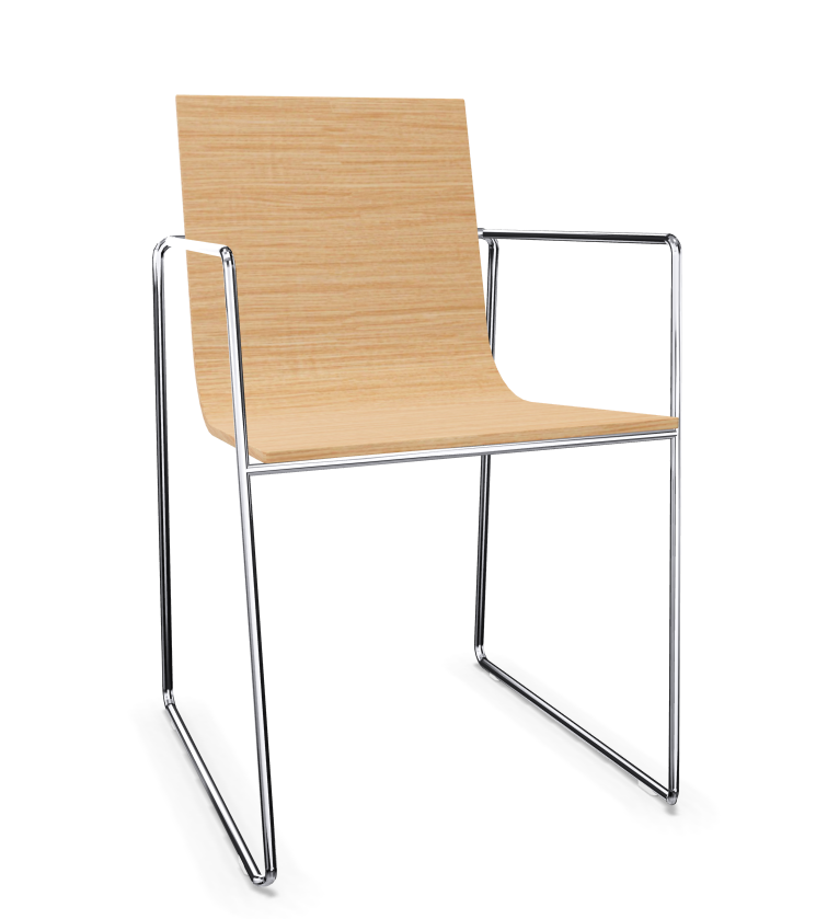 Lineal Armlehnstuhl Holz Aluminium Natur