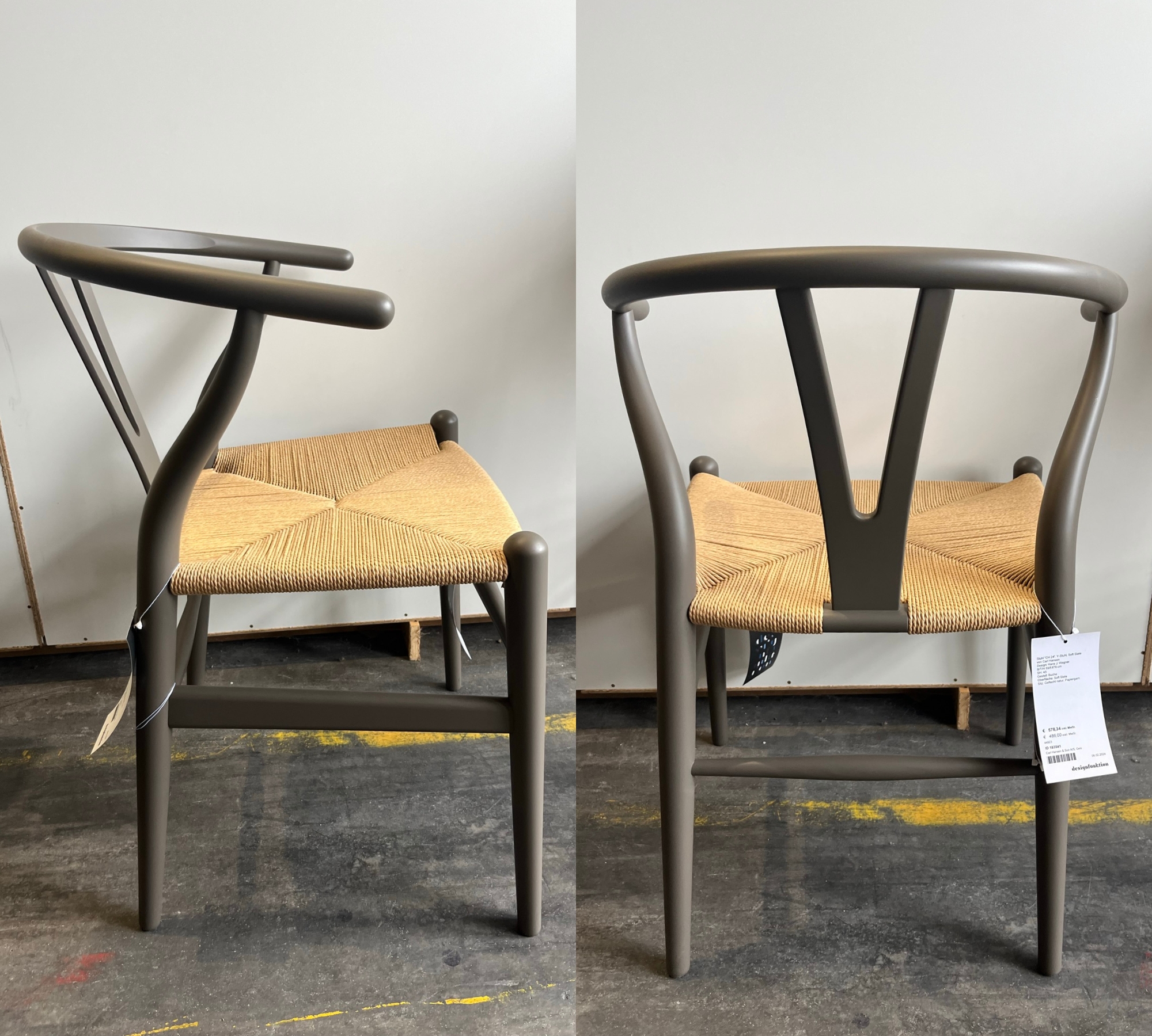 CH24 Soft Wishbone Dining Chair Beech Wood Slate Grey