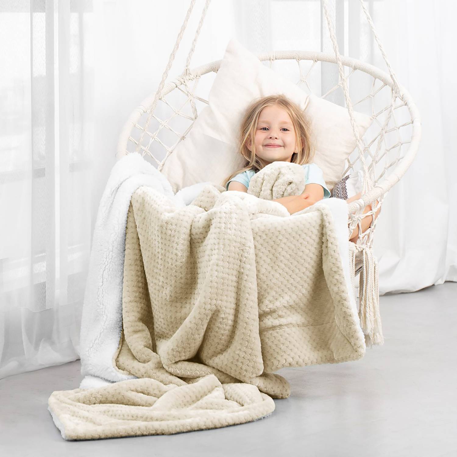 Leepy Kuscheldecke Polyester Beige 220 x 240 cm