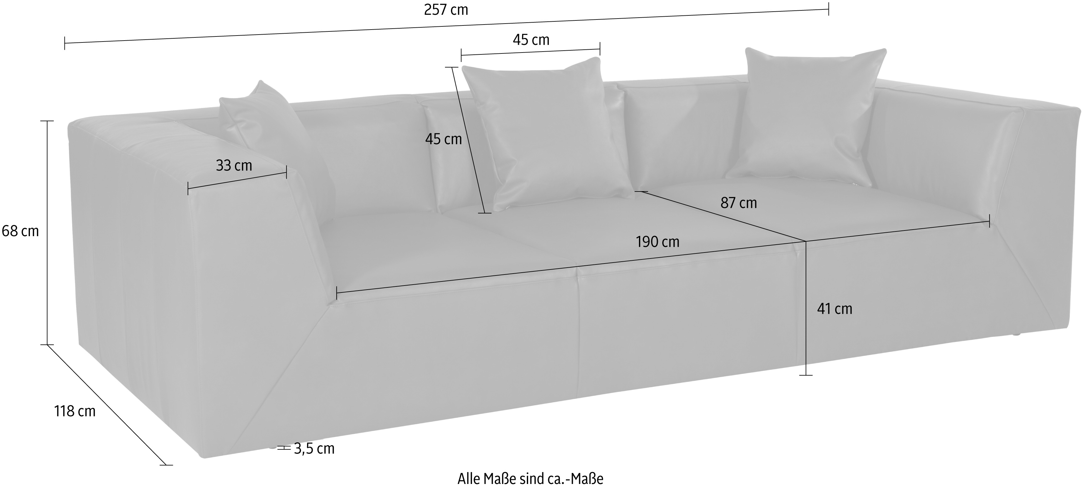 Sam Sofa 3-Sitzer Leder Schwarz