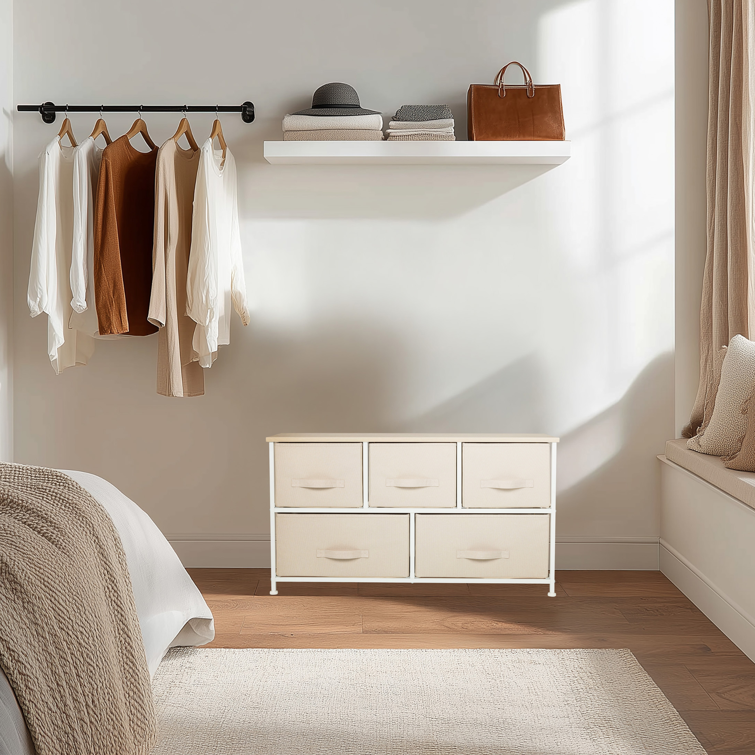 FOLDAR Cassettiera con 5 scomparti Beige