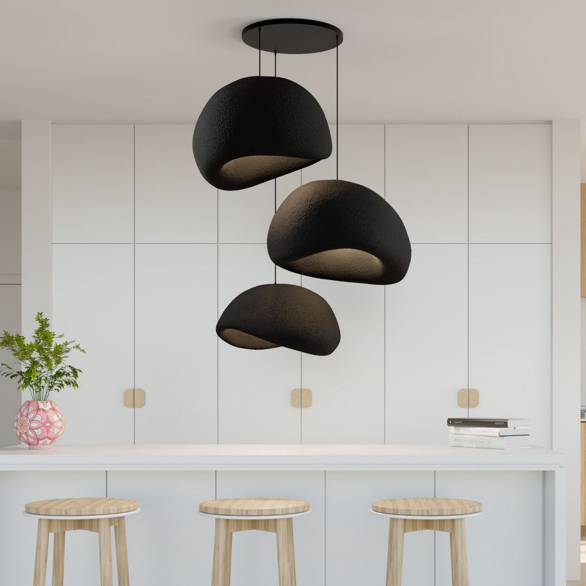3-Flammig Wabi Sabi Kanso Beams Pendelleuchte Schwarz