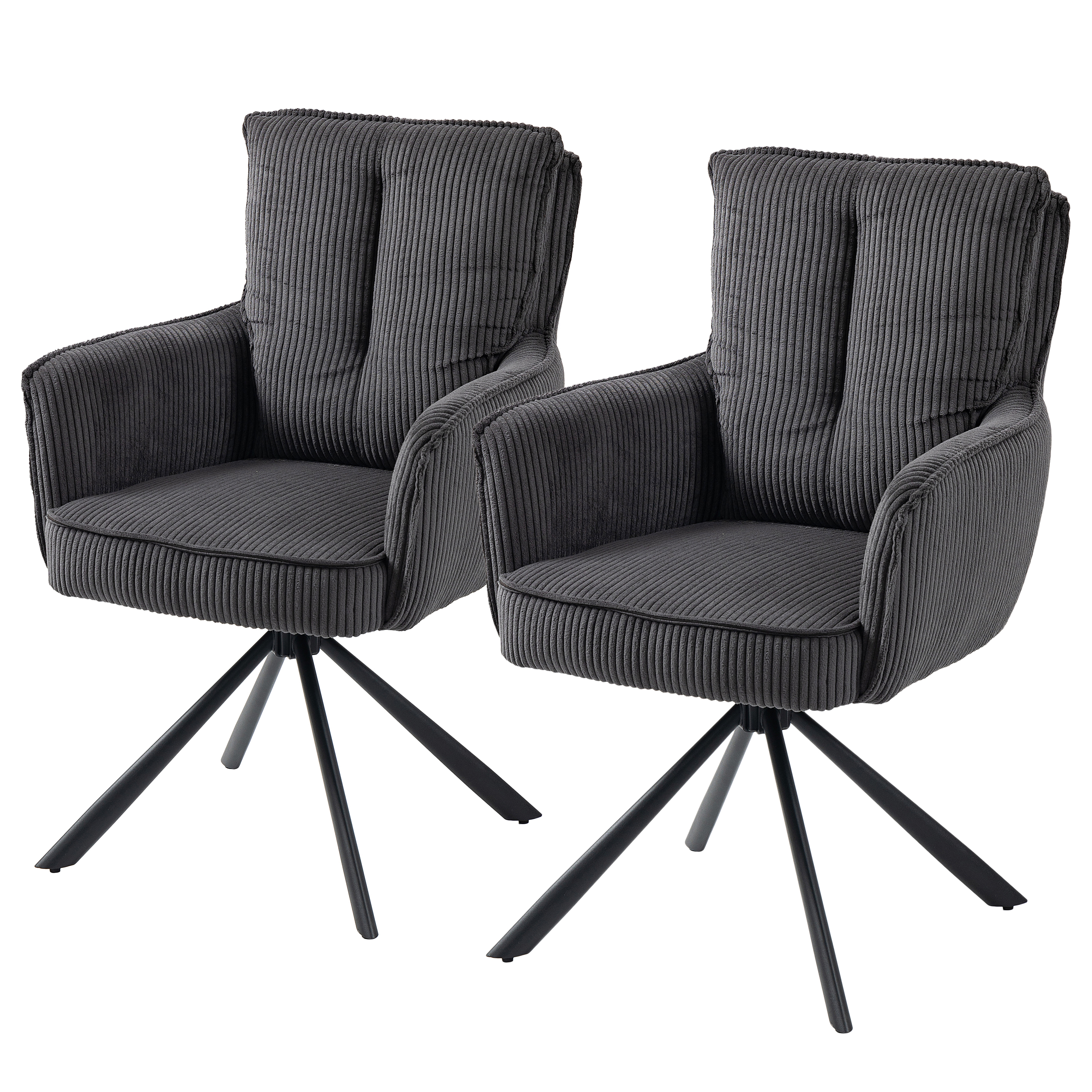 2x Drehbarer Armlehnenstuhl SALVIN Dunkelgrau