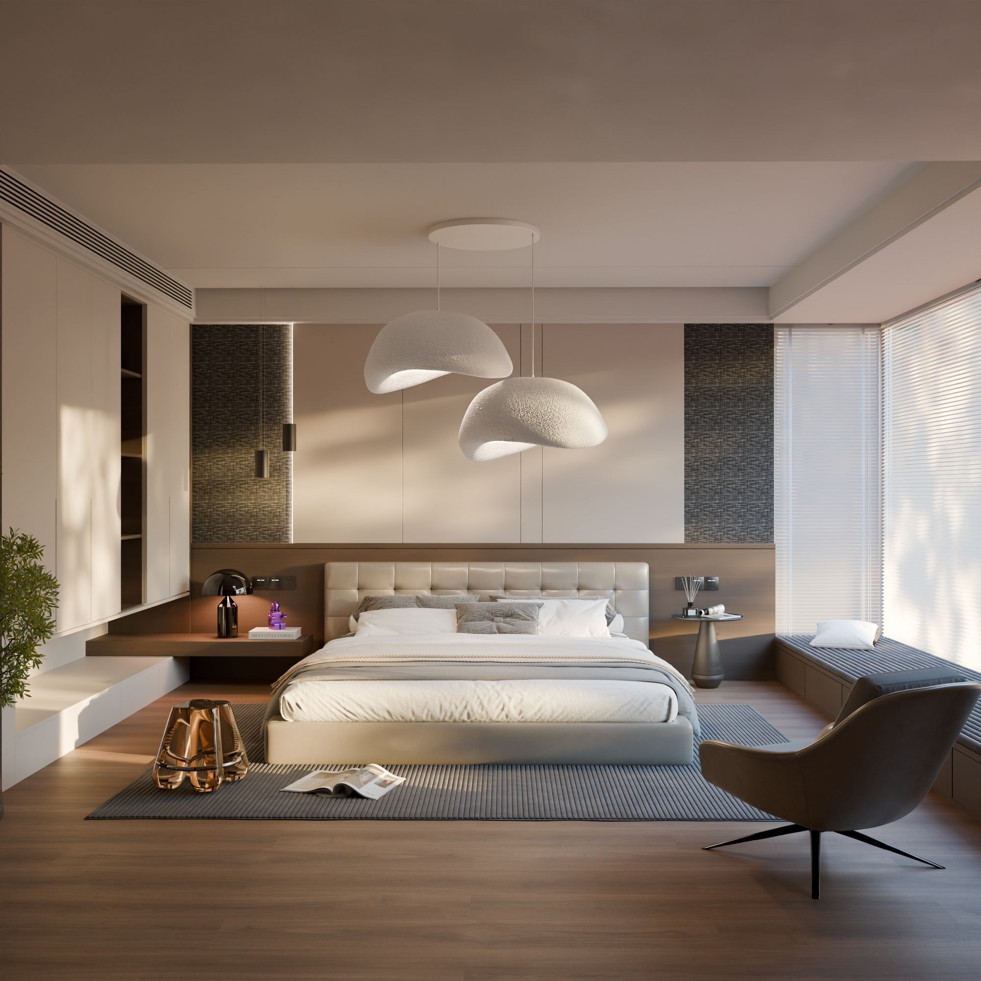 2-Flammig Wabi Sabi Driftgrains Pendelleuchte Weiß