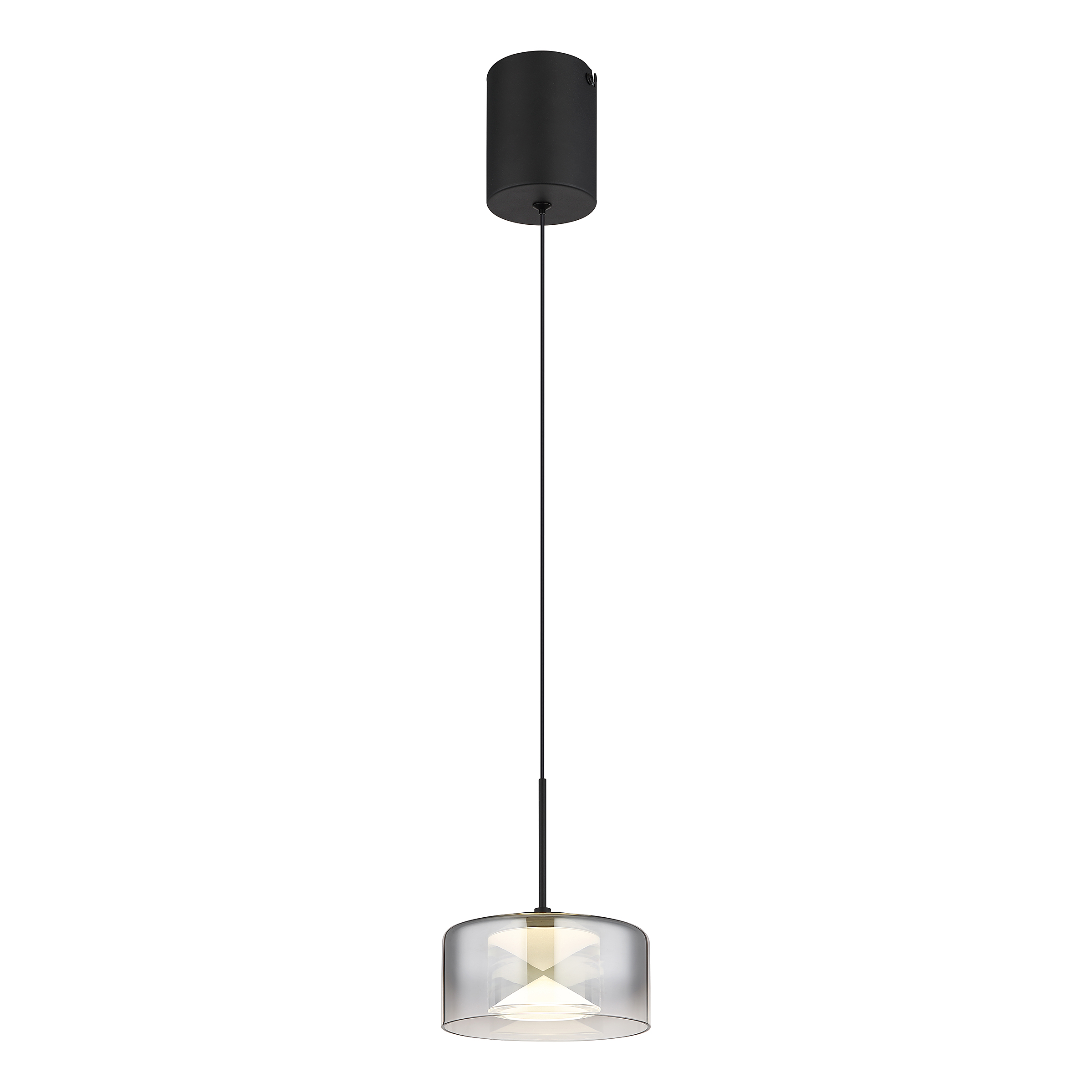 LED Pendant Lamp Belinda Smoked Glass Iron Black