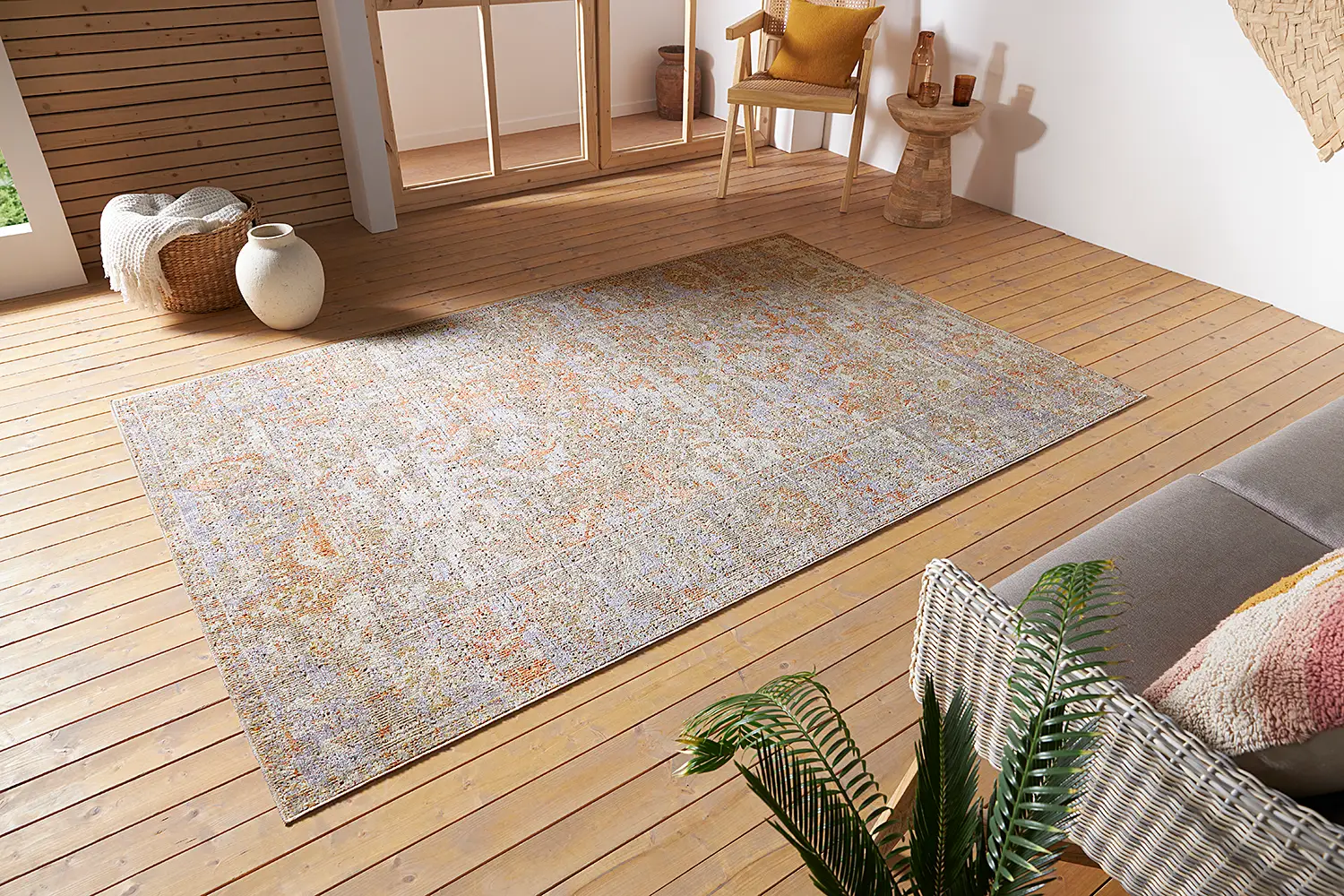 Port Said In - und Outdoor Teppich Beige Weiß