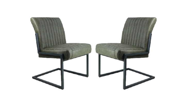 2x Texas Esszimmerstuhl Leder Metall