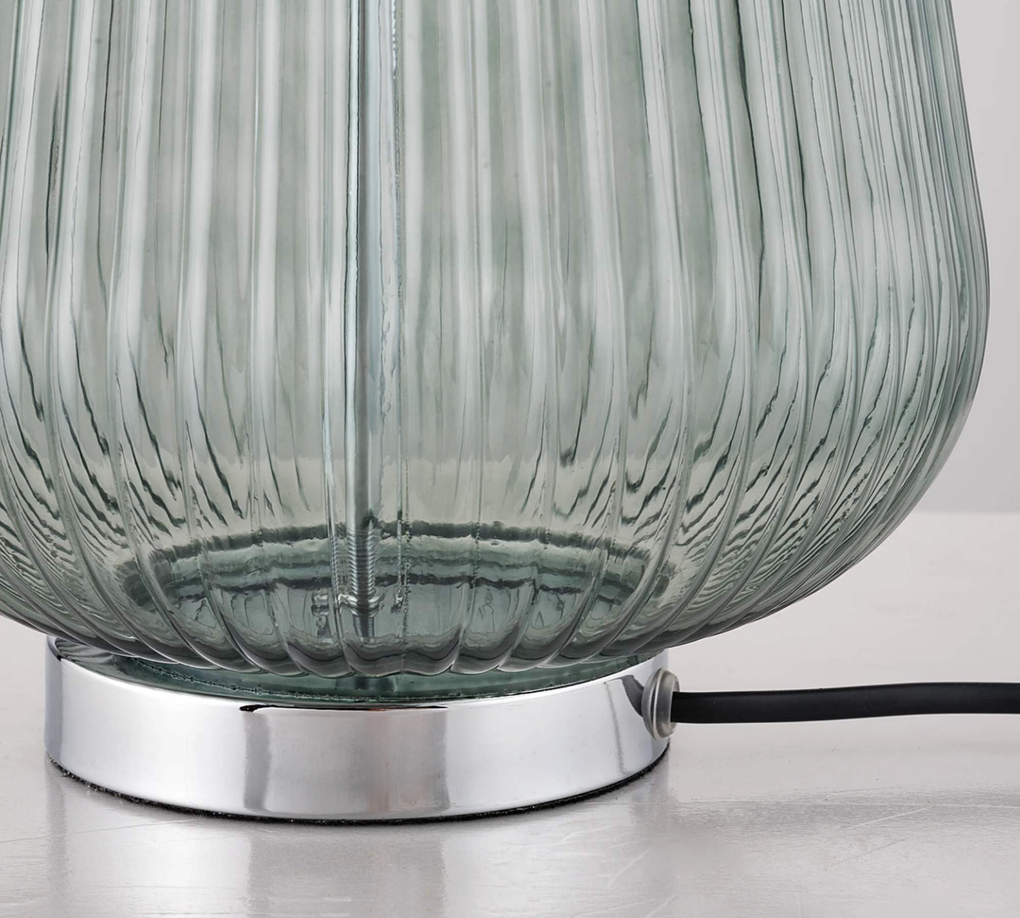 1-Flaming Table Lamp Linen Glass Grey