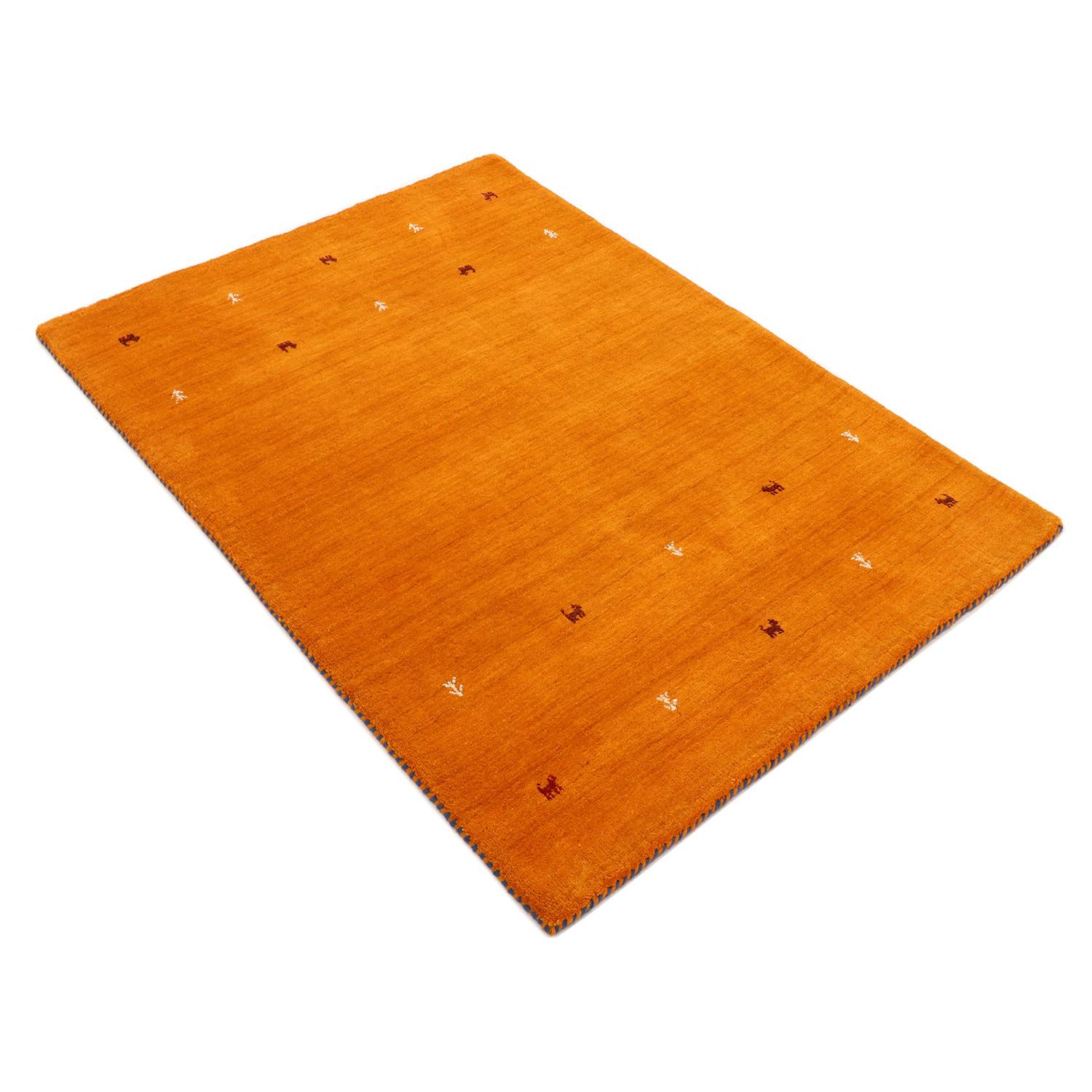Wollteppich Gabbeh Uni Wolle Orange 120 x 170 cm