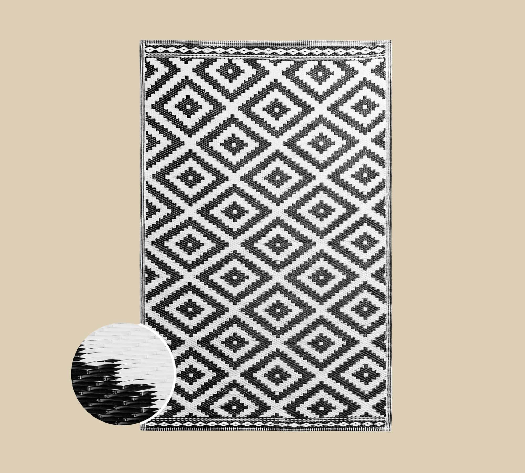 Outdoor rug Recycled material Black