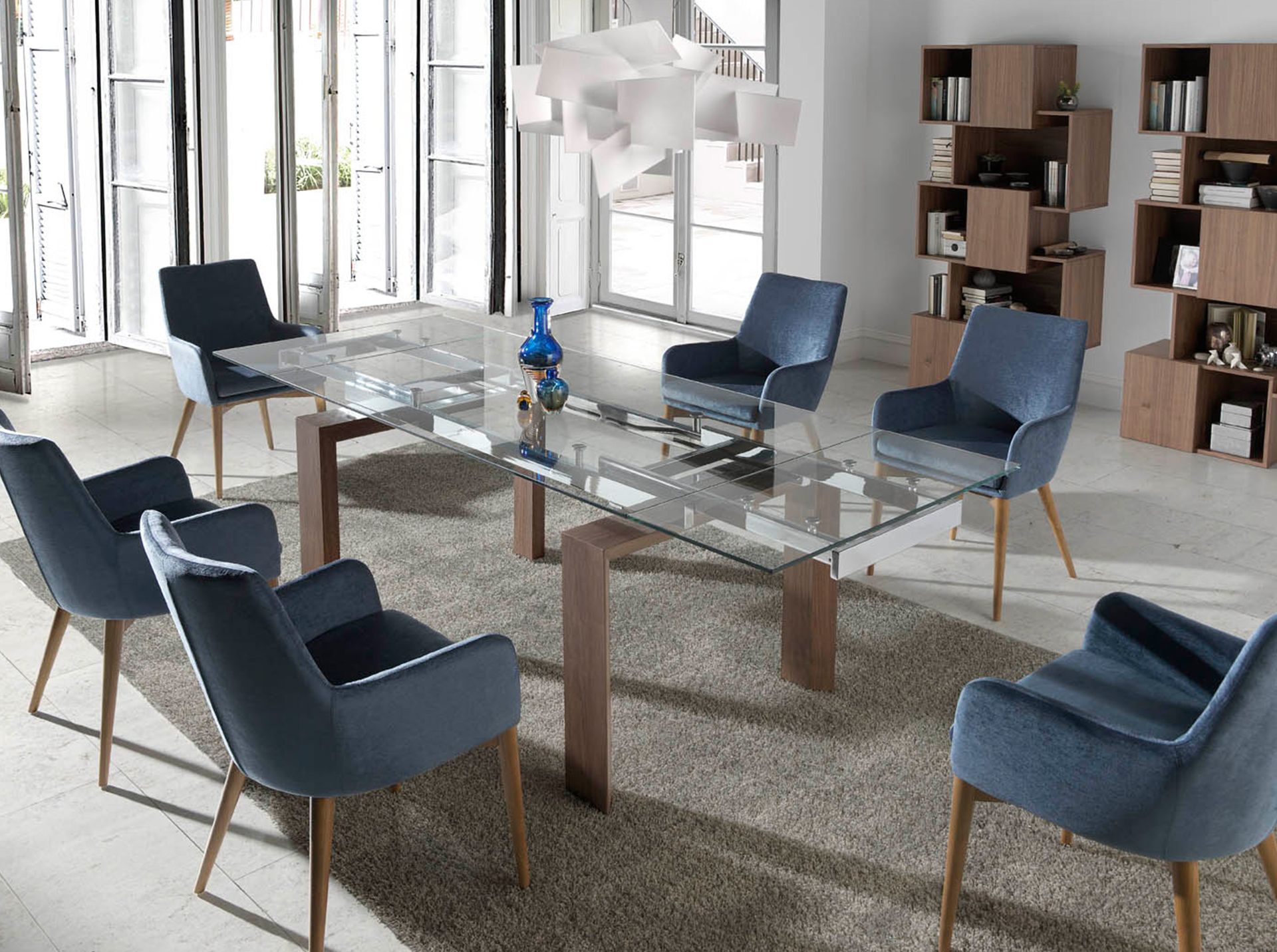 Dining table glass brown