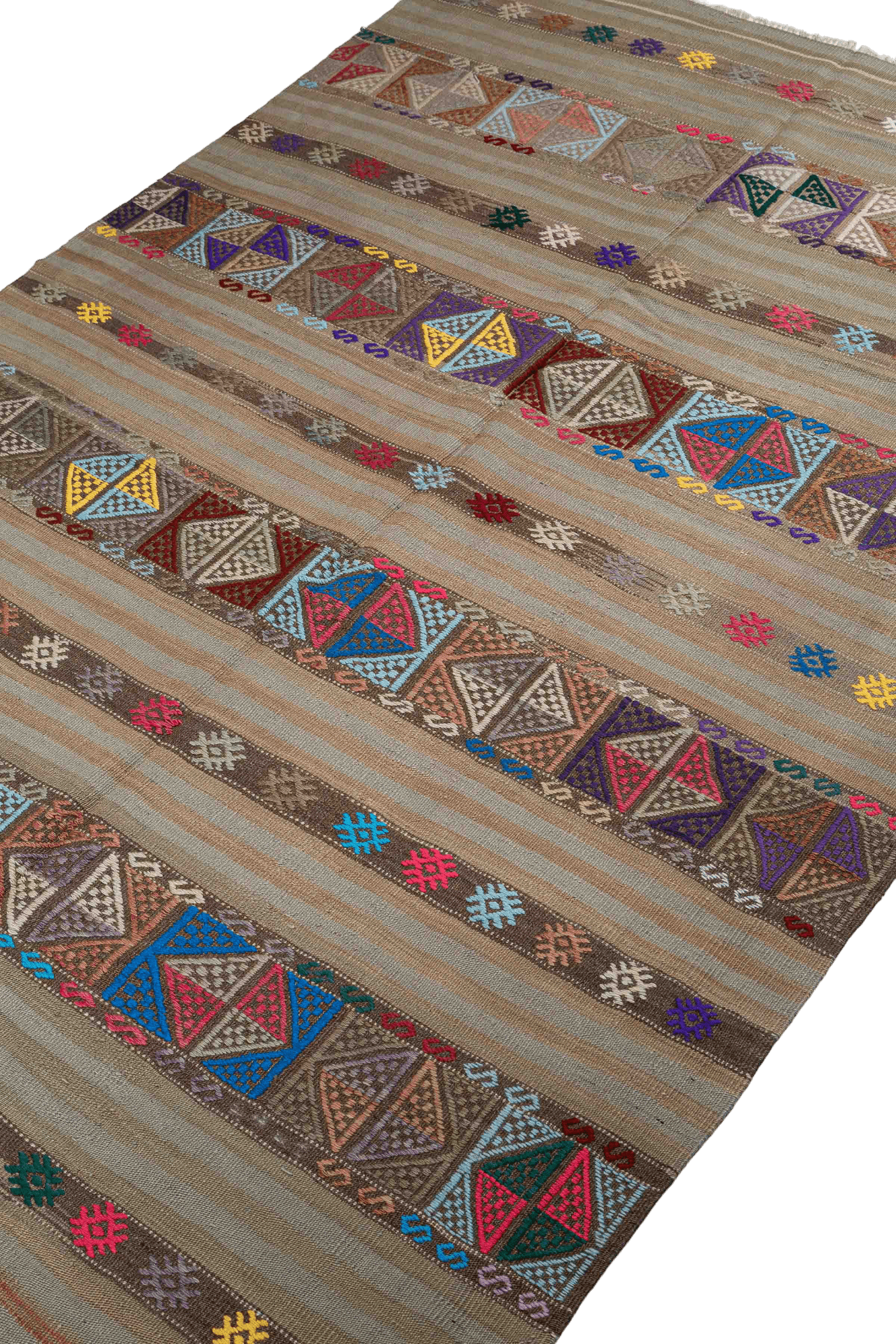 Vintage Kilim Teppich Wolle Mehrfarbig