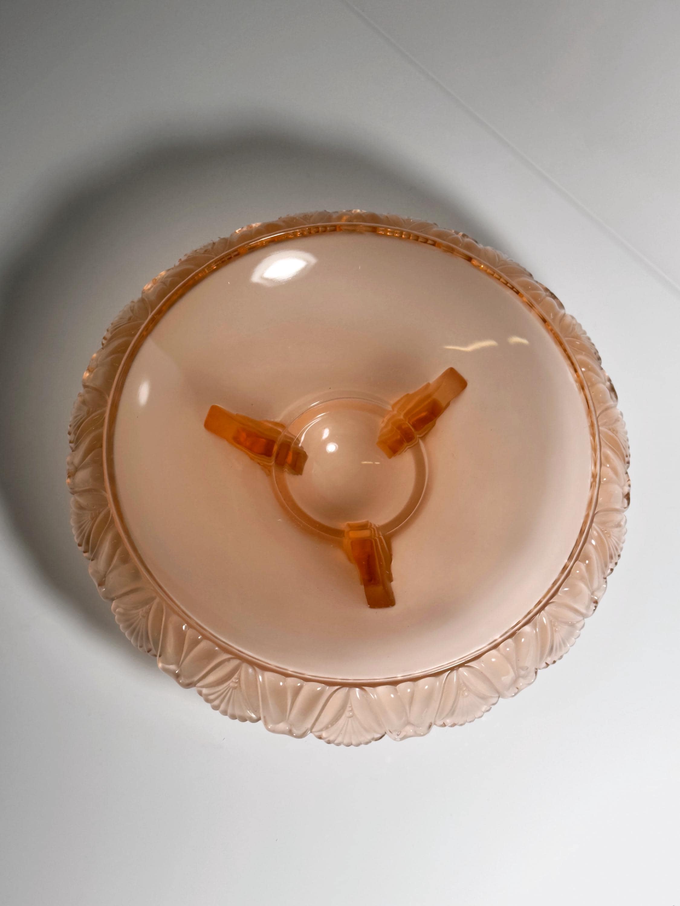 Vintage Pelikan Bowl Rosaline Pressed Glass 1930s