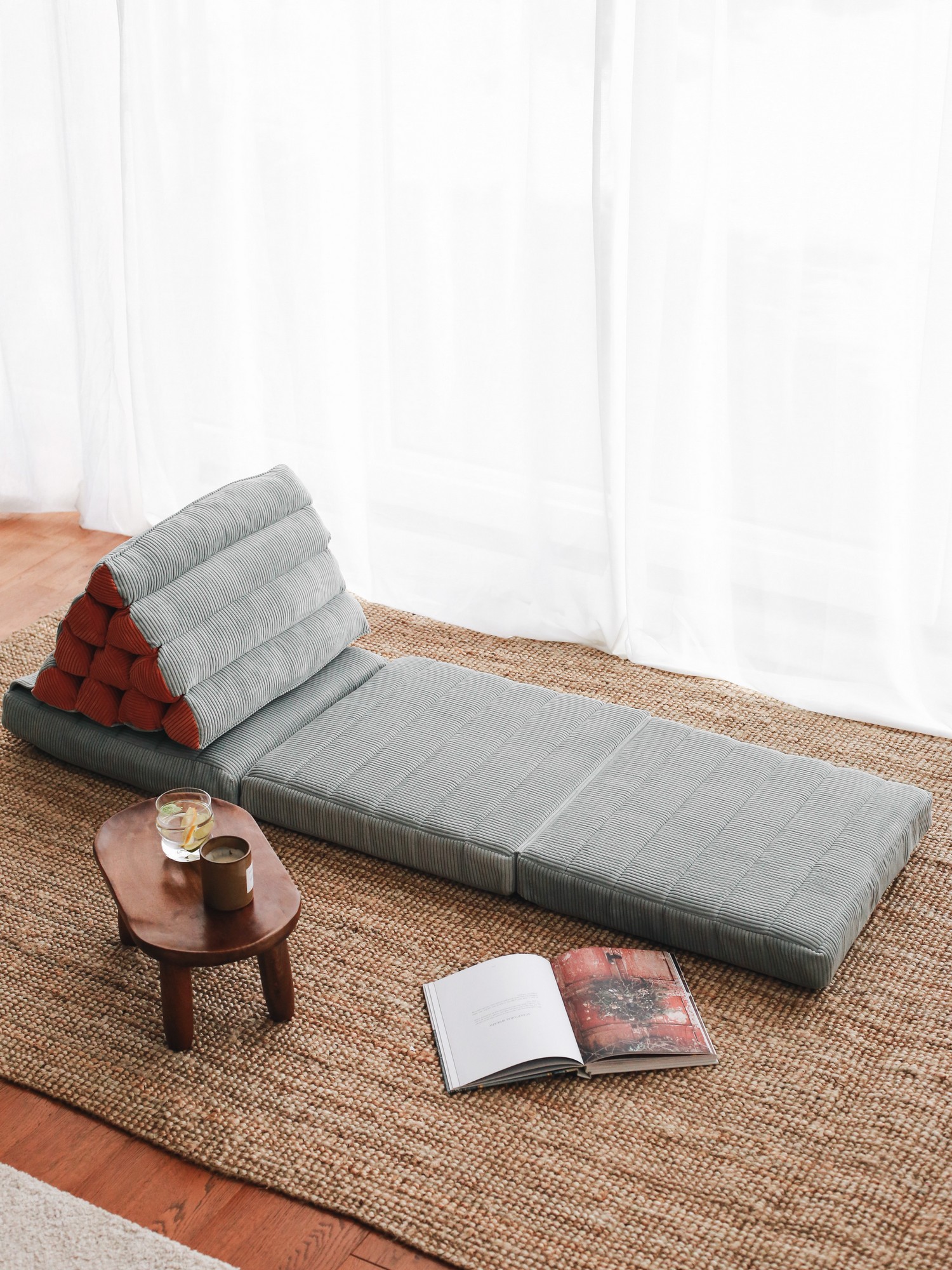 Keyf Katlanan Kissen Samt Blau