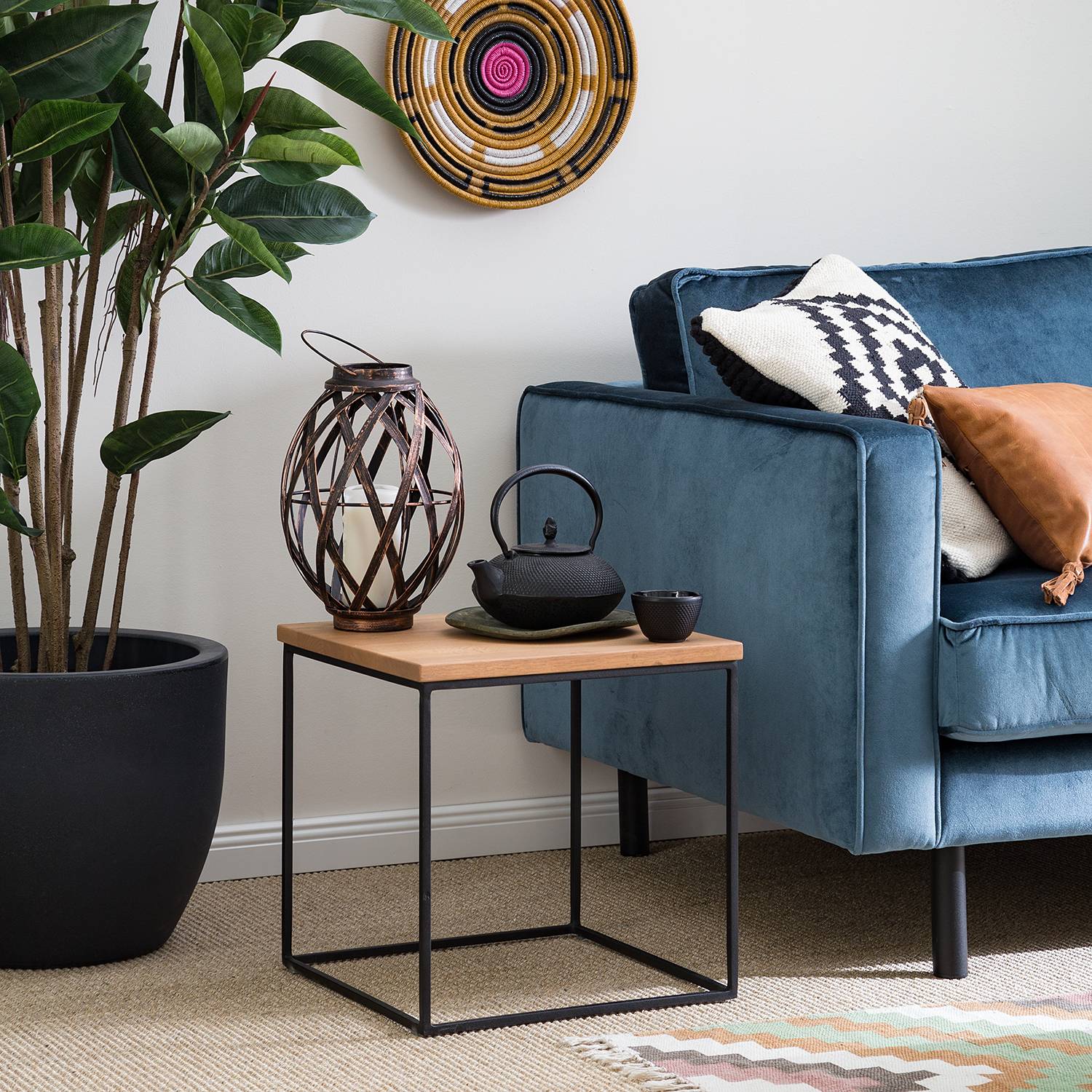 Mascotte Beistelltisch Massiveiche Metall Braun