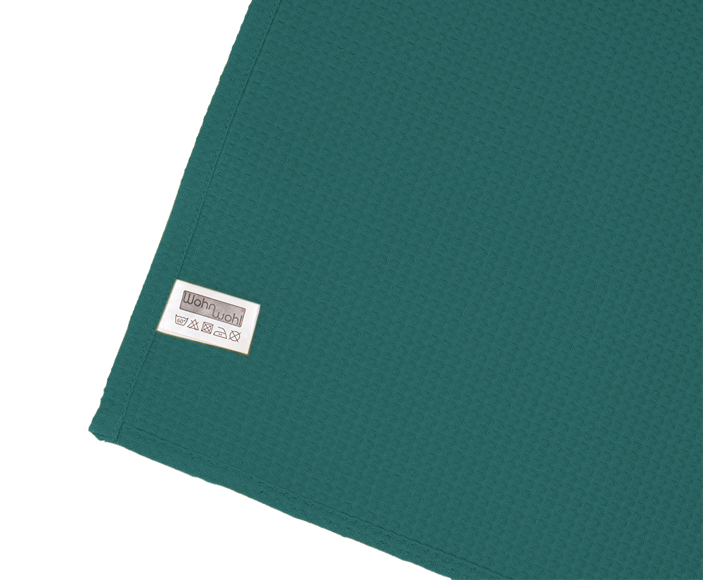 Leichte Decke aus Waffelpiqué 100% Baumwolle Petrol Single