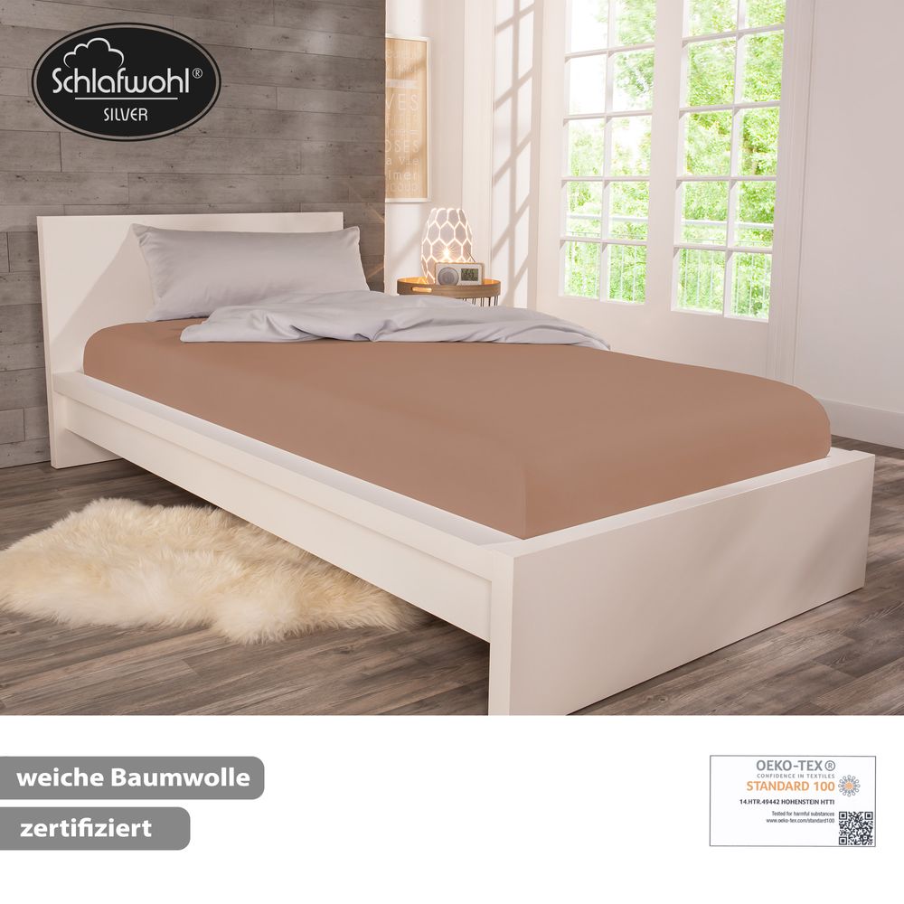 Spannleintuch aus Baumwolle Nougat