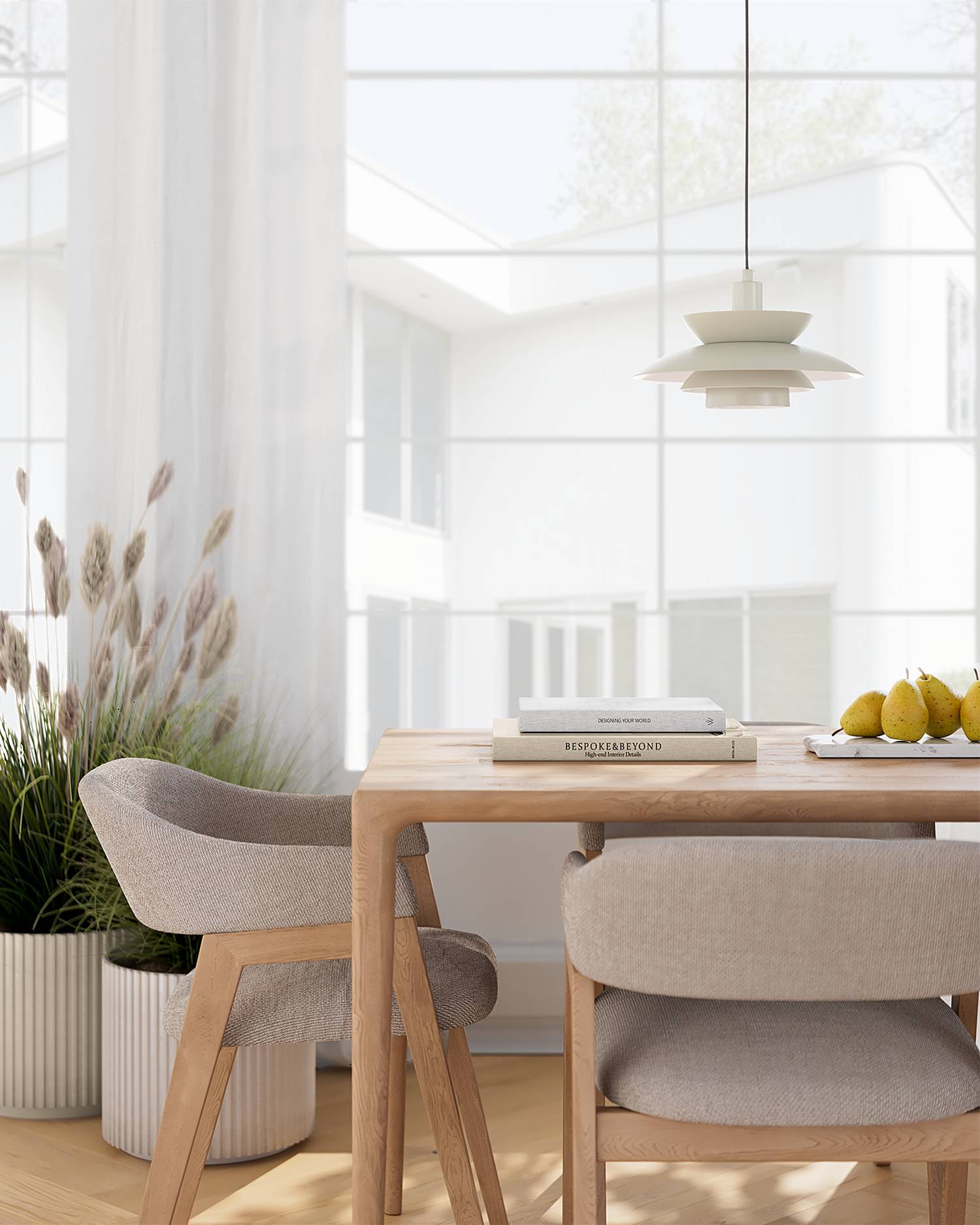 1-Light Singapore Pendant Light Iron Beige