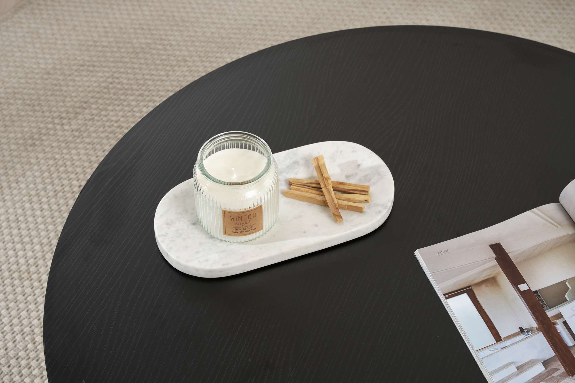 Soleil Tavolino legno nero Ø90 cm