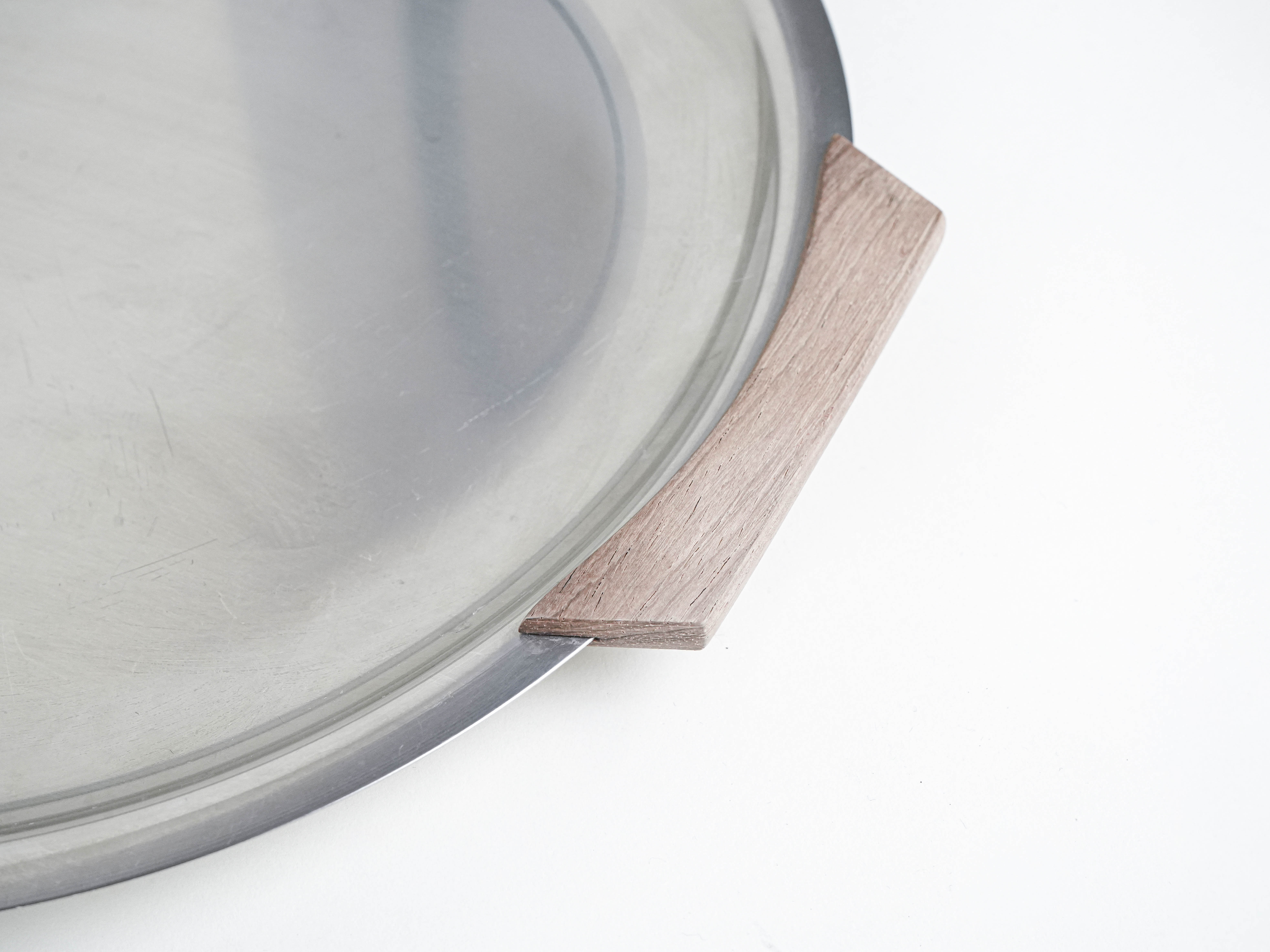 Rundes Edelstahl-Tablett 1970er Jahre