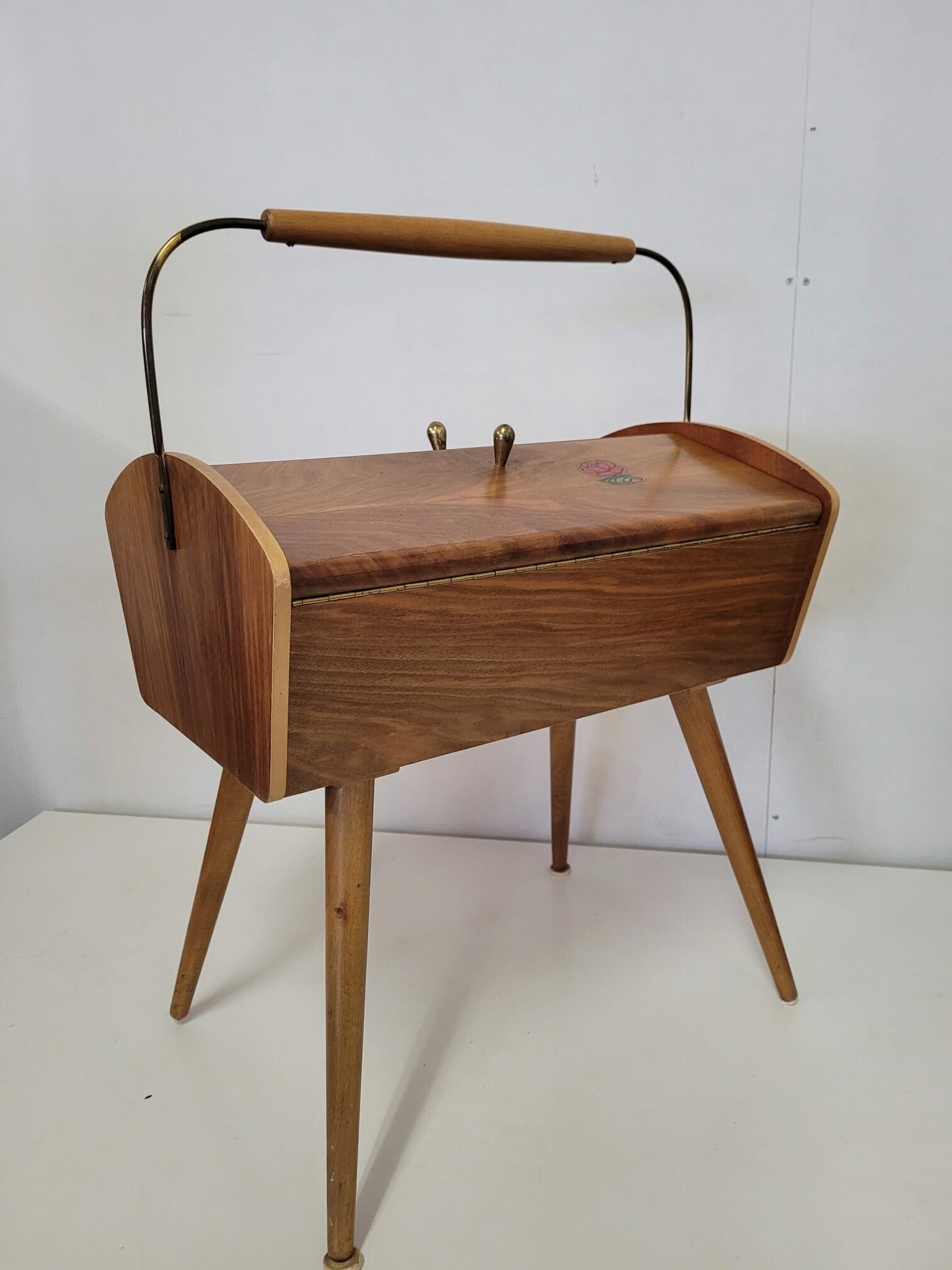 Vintage Nähtisch Holz Braun