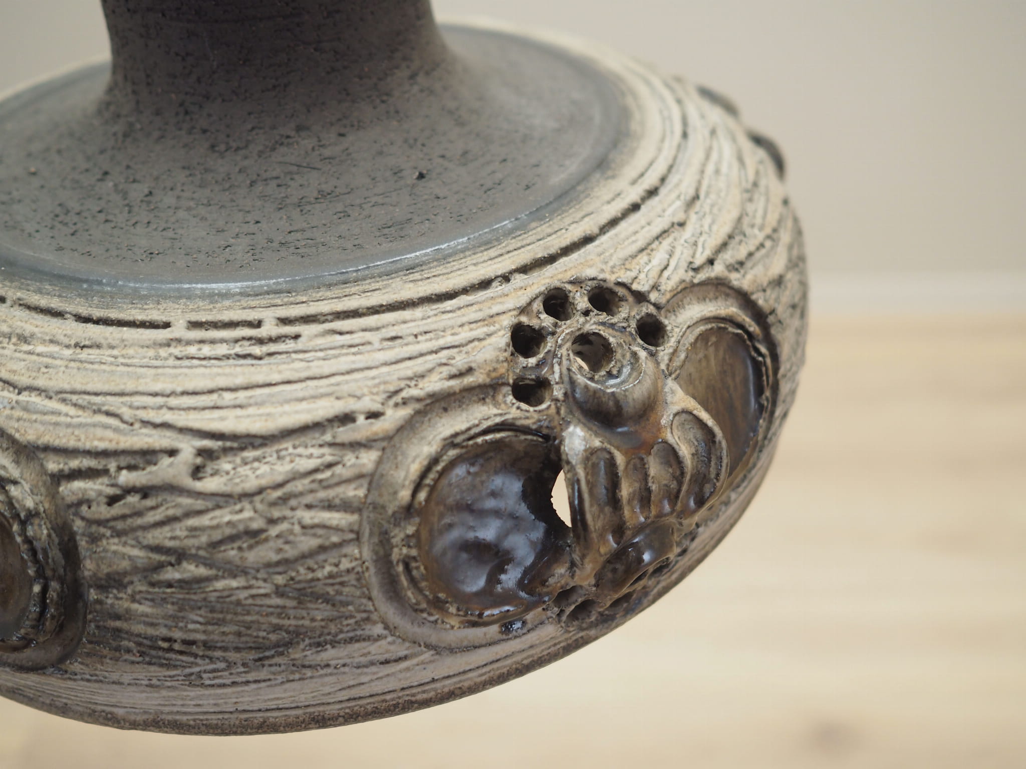 Vintage Pendant Lamp Ceramic Grey 1960s